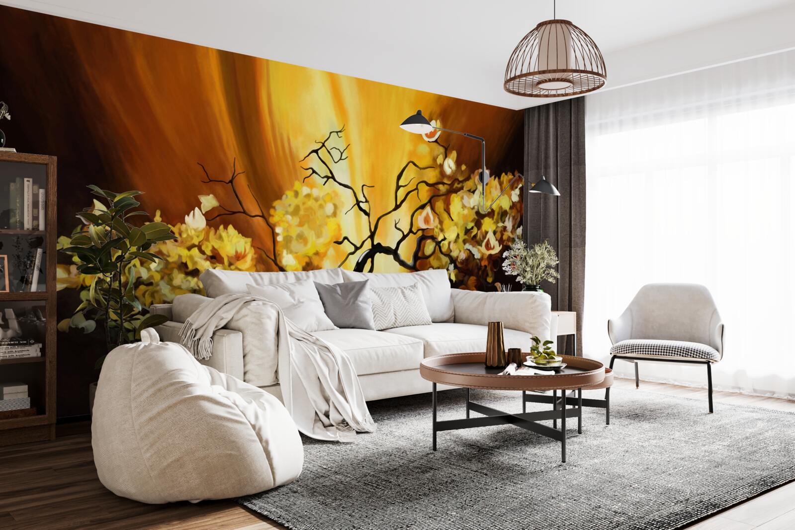 Fototapeta strom kvitnúci na okraji západu slnka