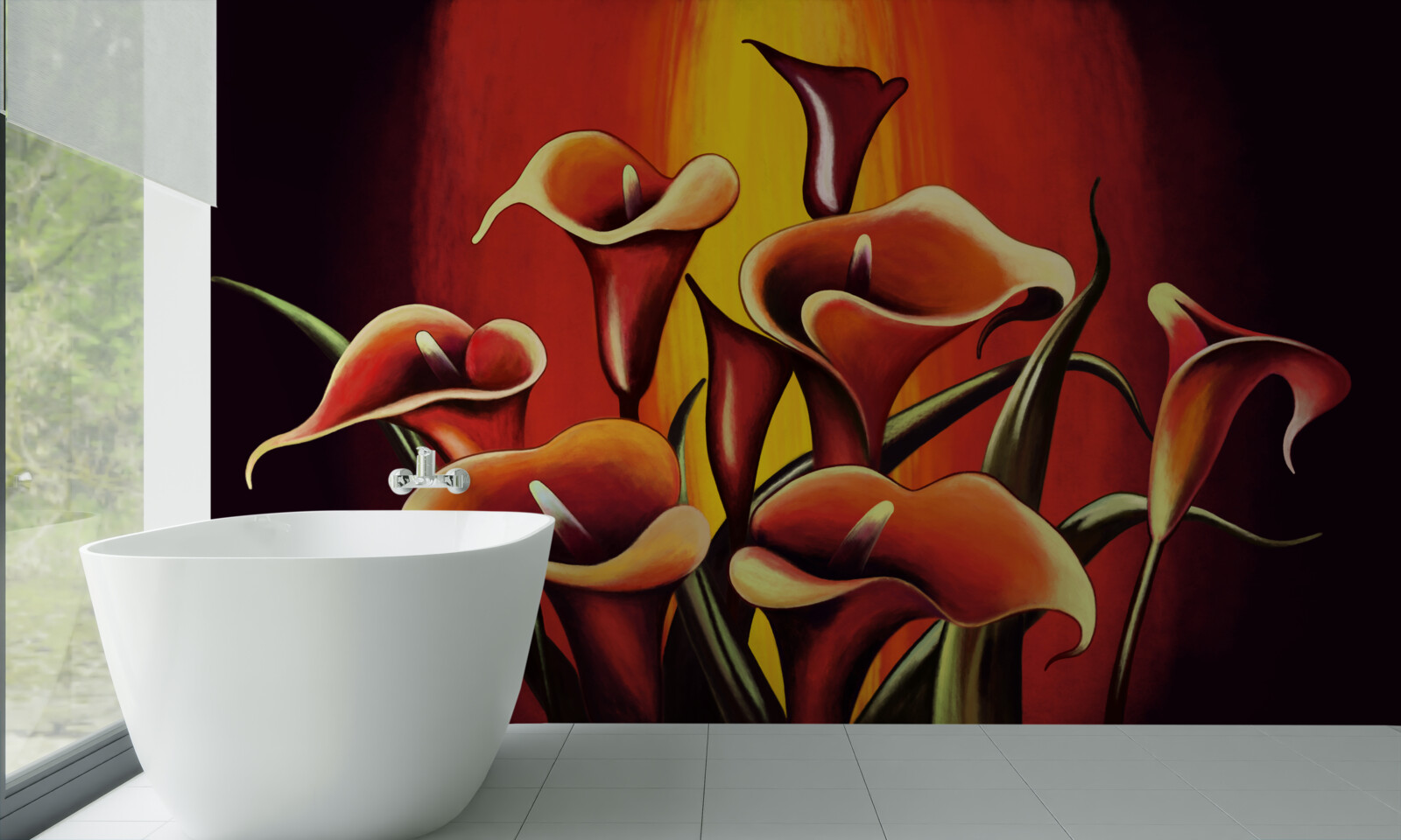 Fototapeta kaly kvitnúce v ohnivých odtieňoch