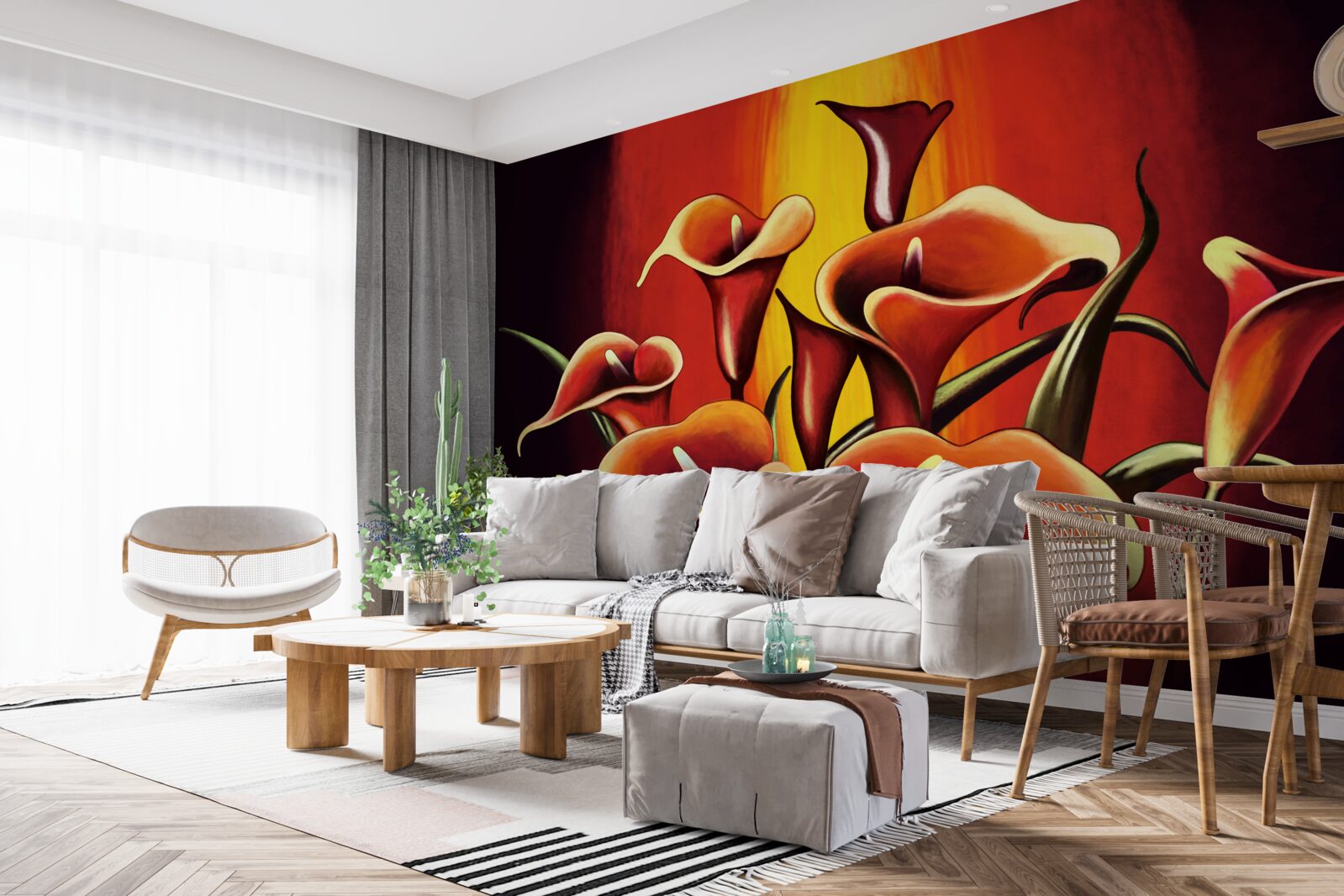 Fototapeta kaly kvitnúce v ohnivých odtieňoch