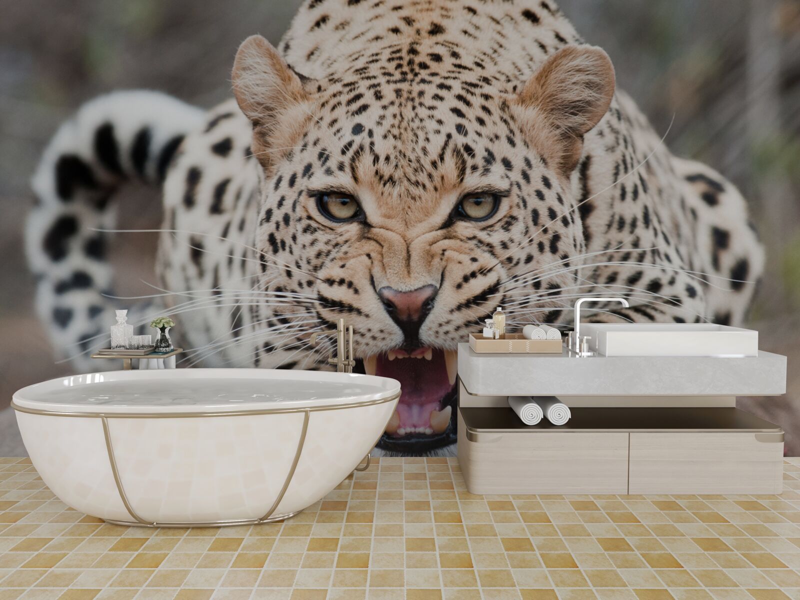 Fototapeta leopard sa chystá skočiť