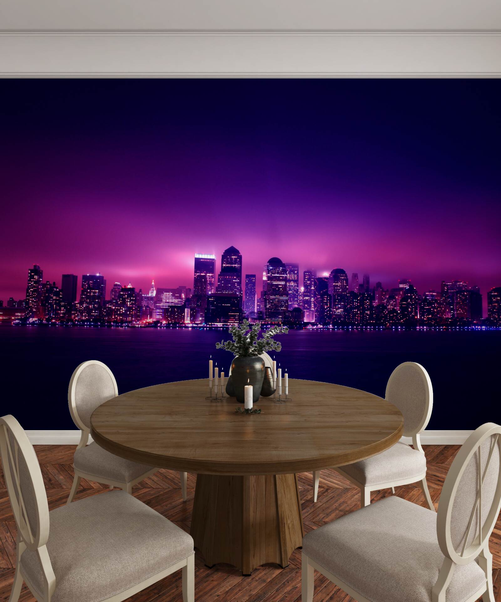 Fototapeta lila žiara nad veľkomestom