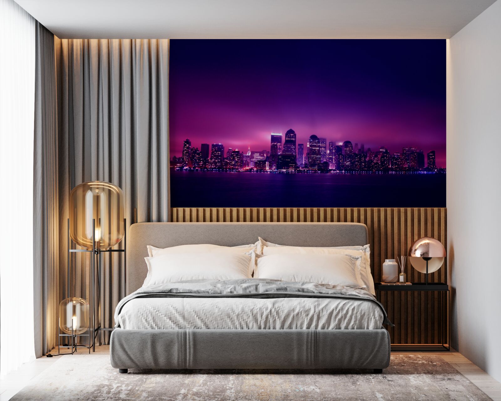 Fototapeta lila žiara nad veľkomestom