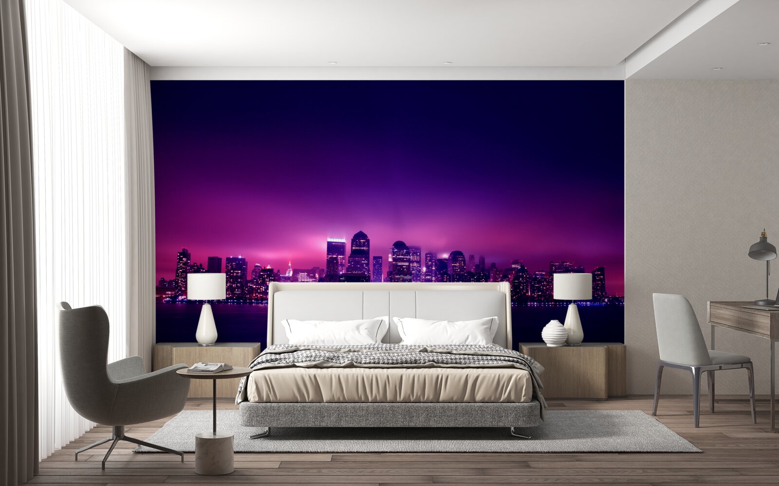 Fototapeta lila žiara nad veľkomestom