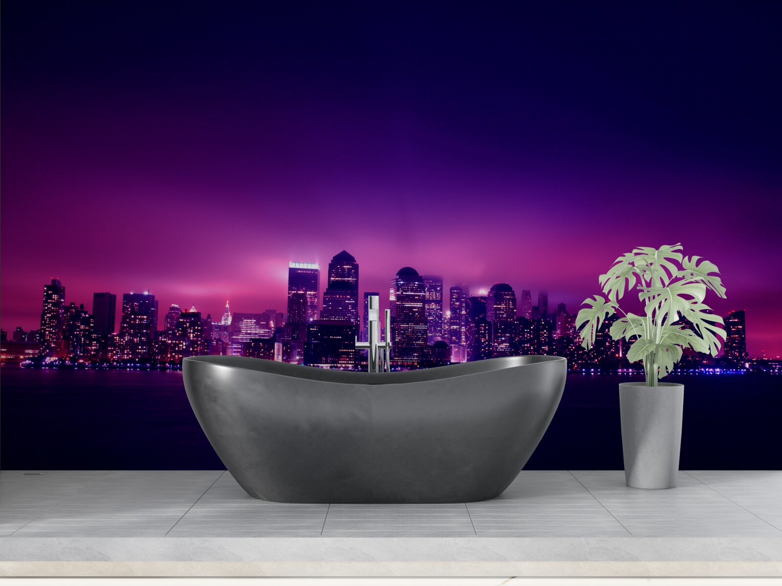 Fototapeta lila žiara nad veľkomestom