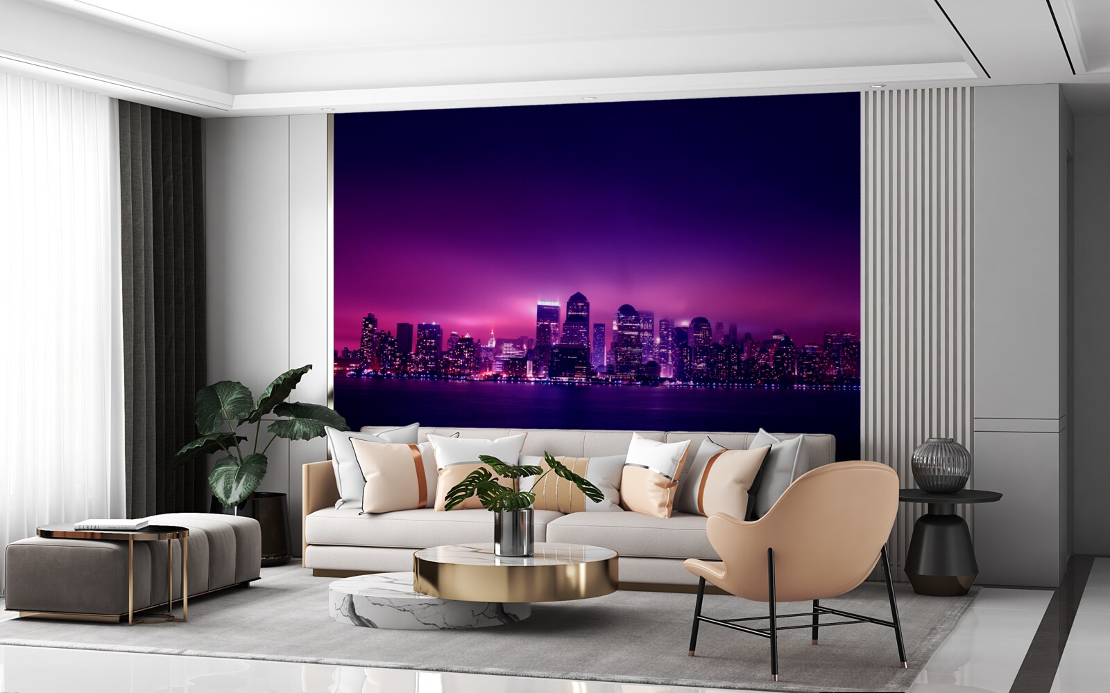Fototapeta lila žiara nad veľkomestom