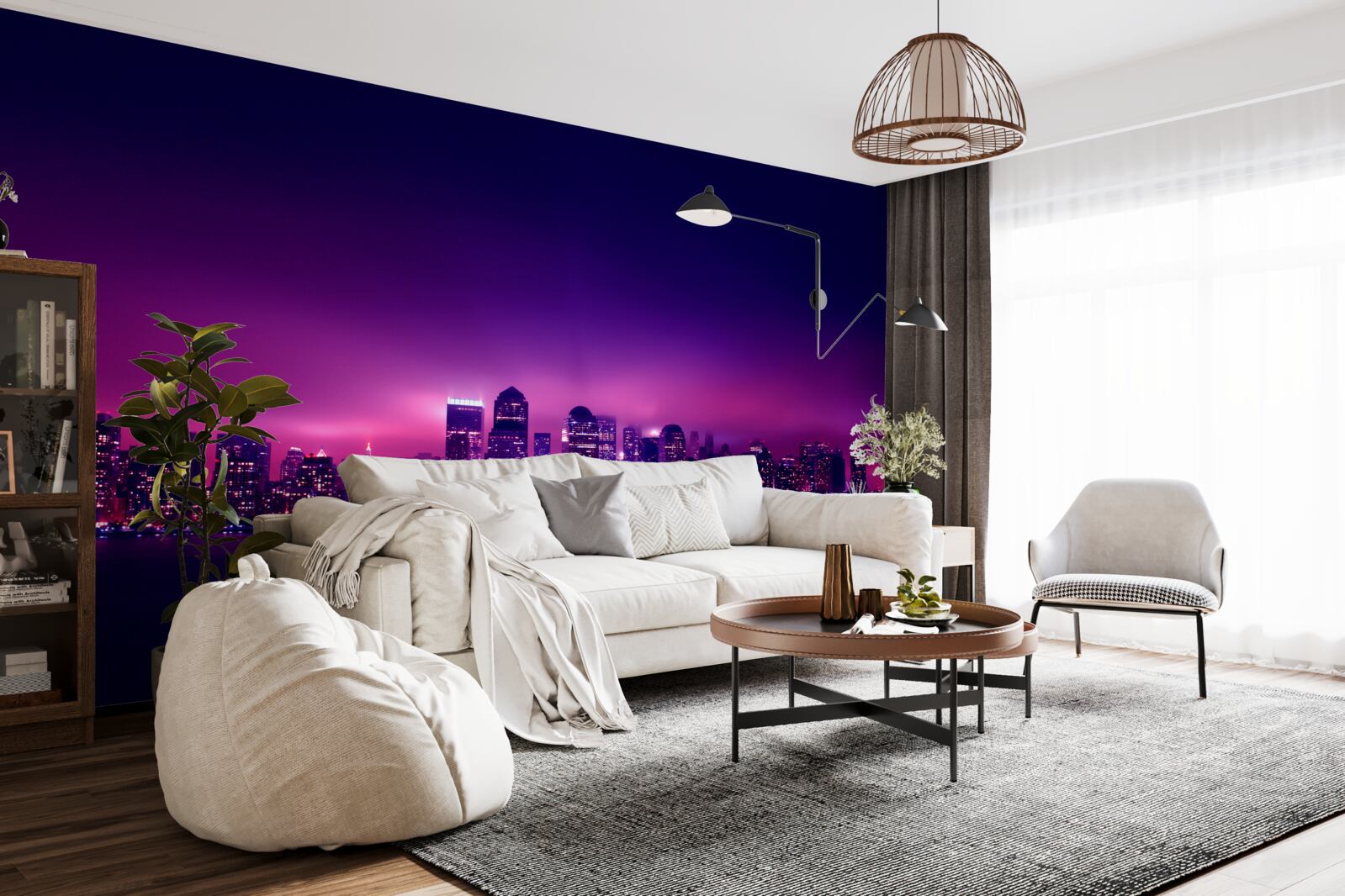 Fototapeta lila žiara nad veľkomestom