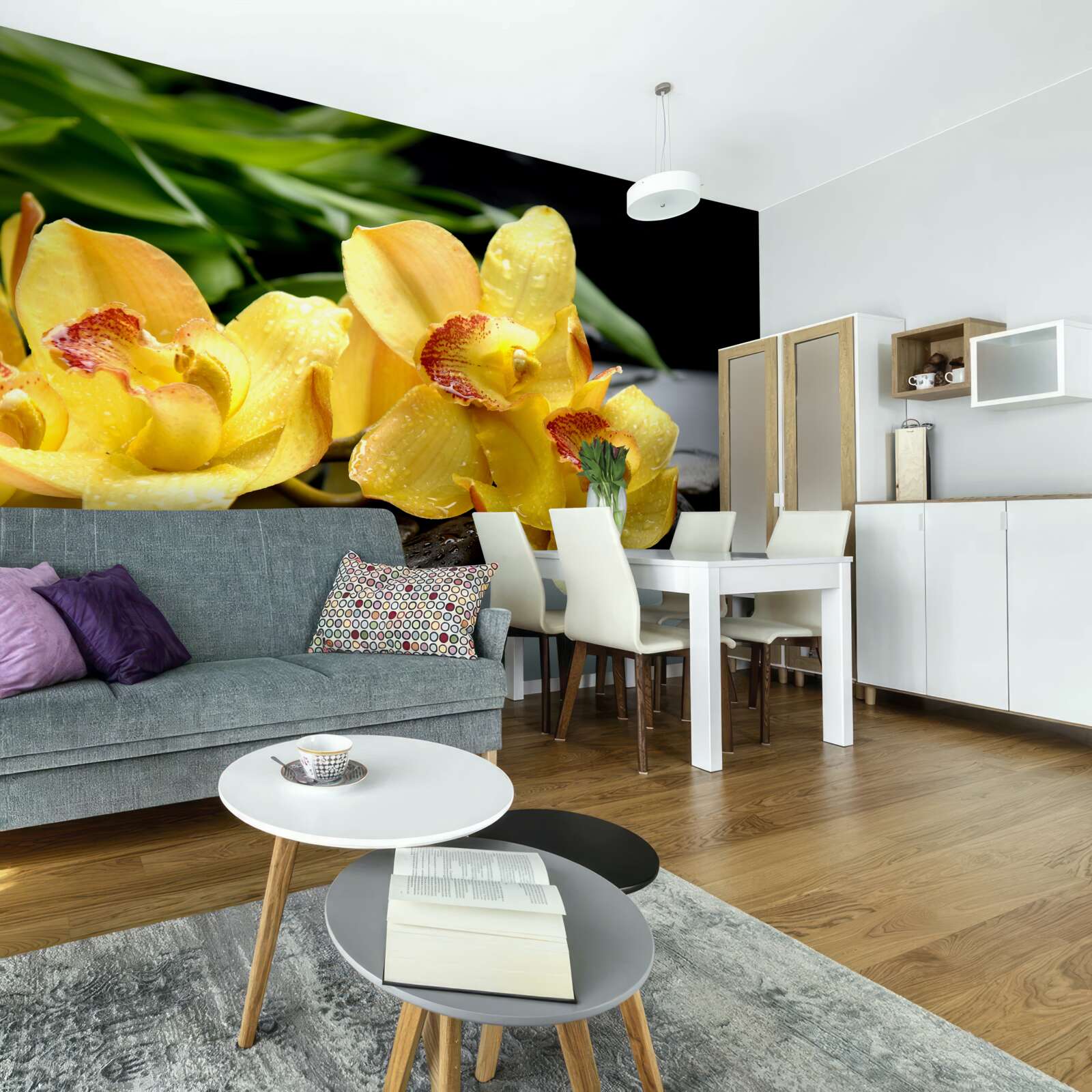 Fototapeta kytica jemných žltých orchideí