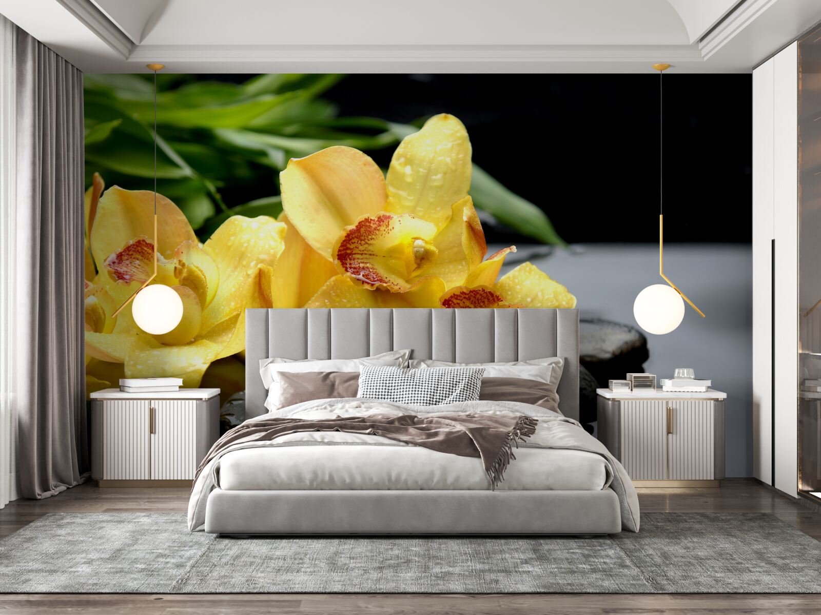 Fototapeta kytica jemných žltých orchideí