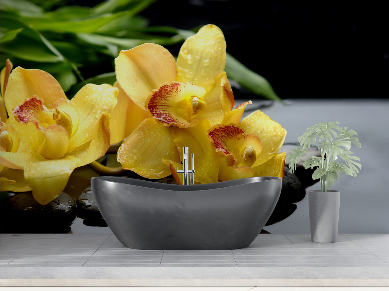 Fototapeta kytica jemných žltých orchideí