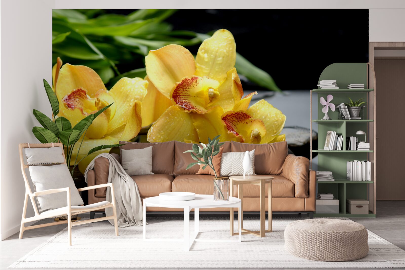 Fototapeta kytica jemných žltých orchideí