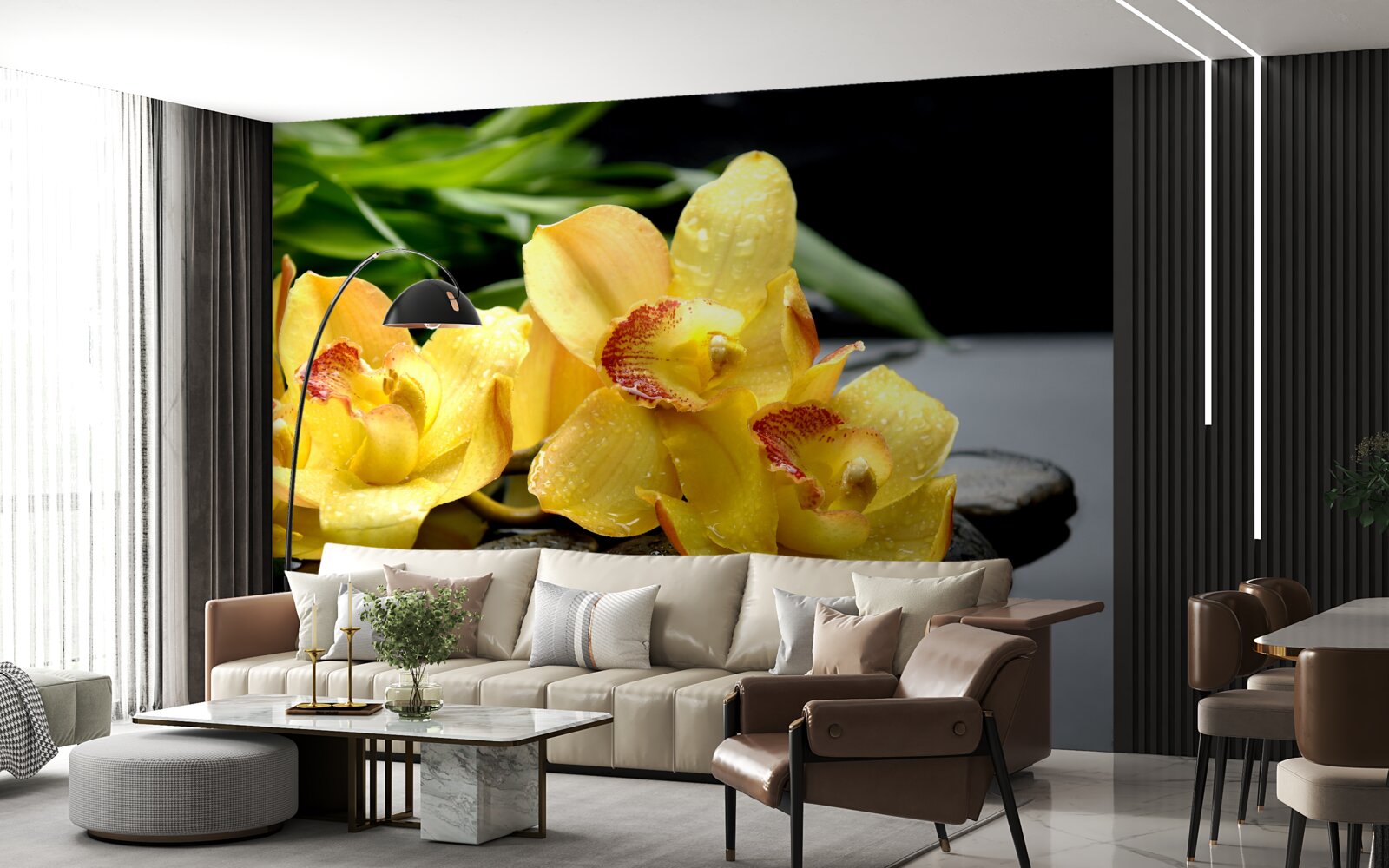 Fototapeta kytica jemných žltých orchideí