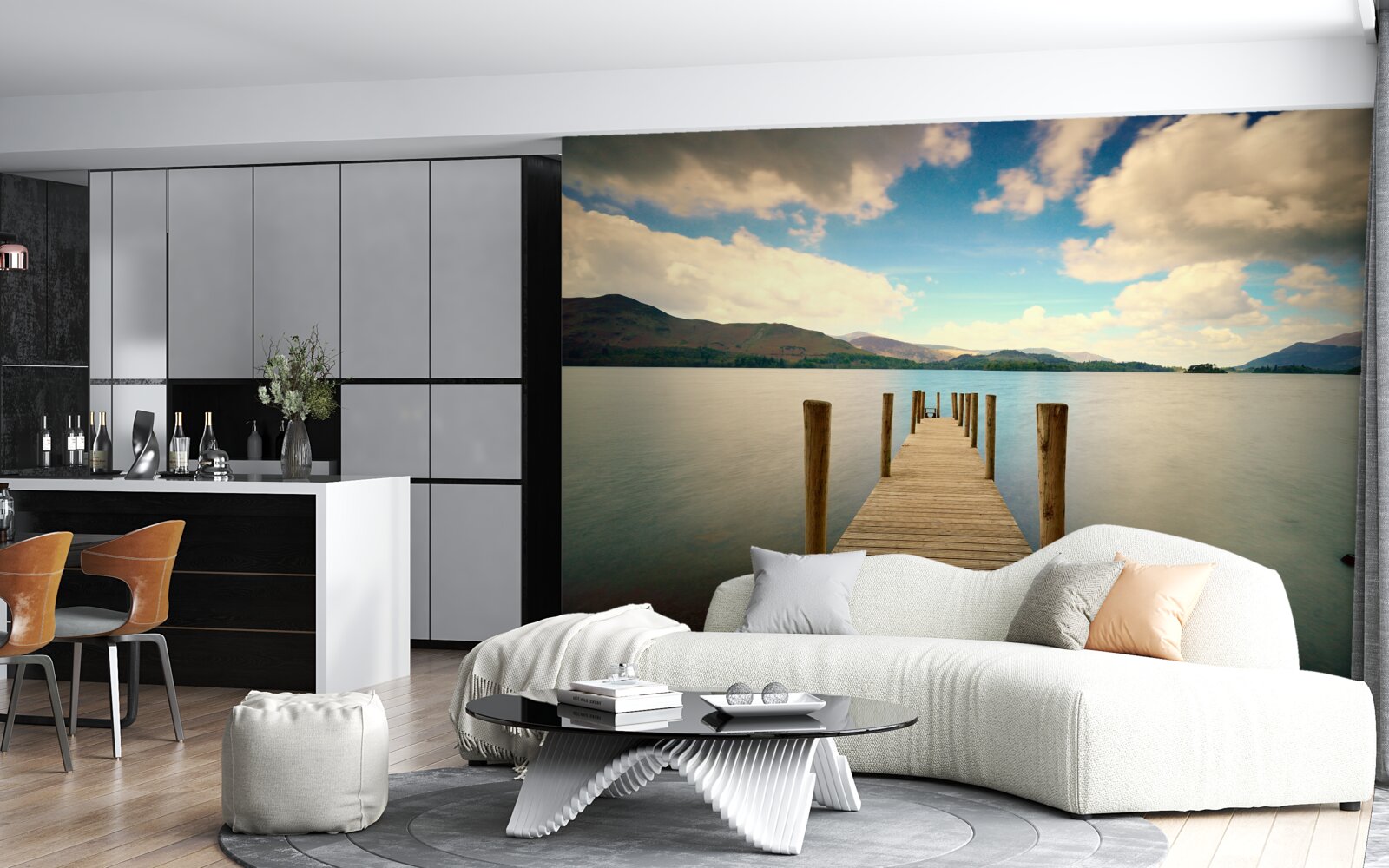 Fototapeta drevené mólo na pobreží