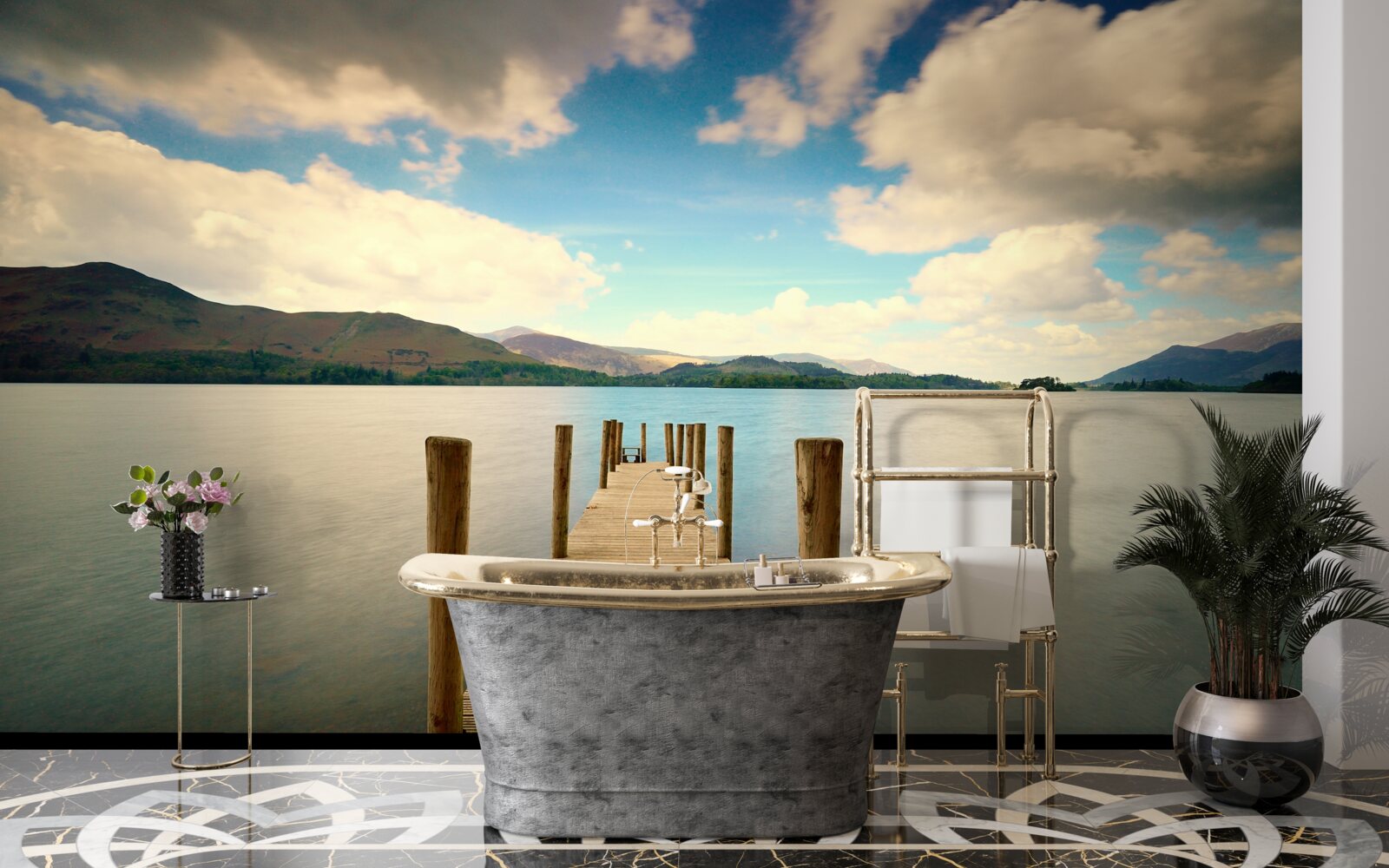 Fototapeta drevené mólo na pobreží