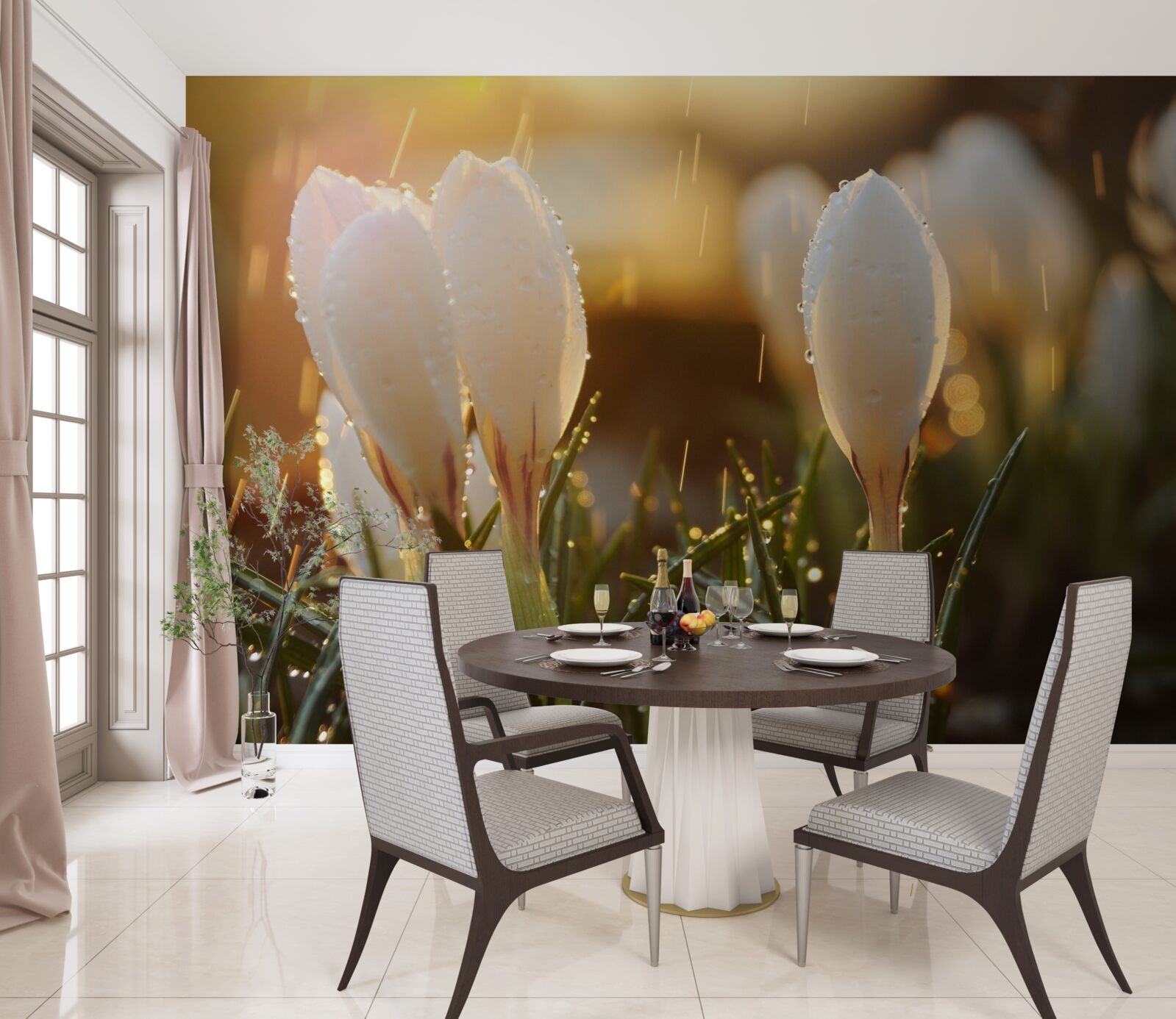 Fototapeta kvety v snehobielej rose