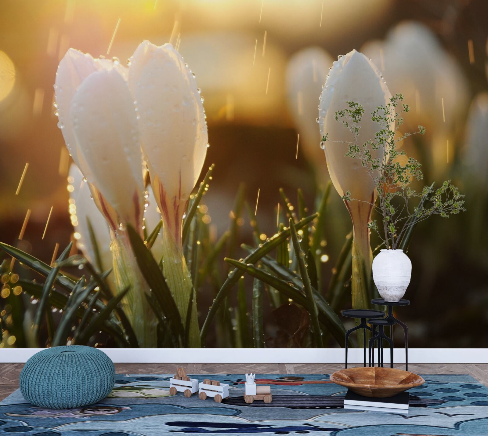 Fototapeta kvety v snehobielej rose