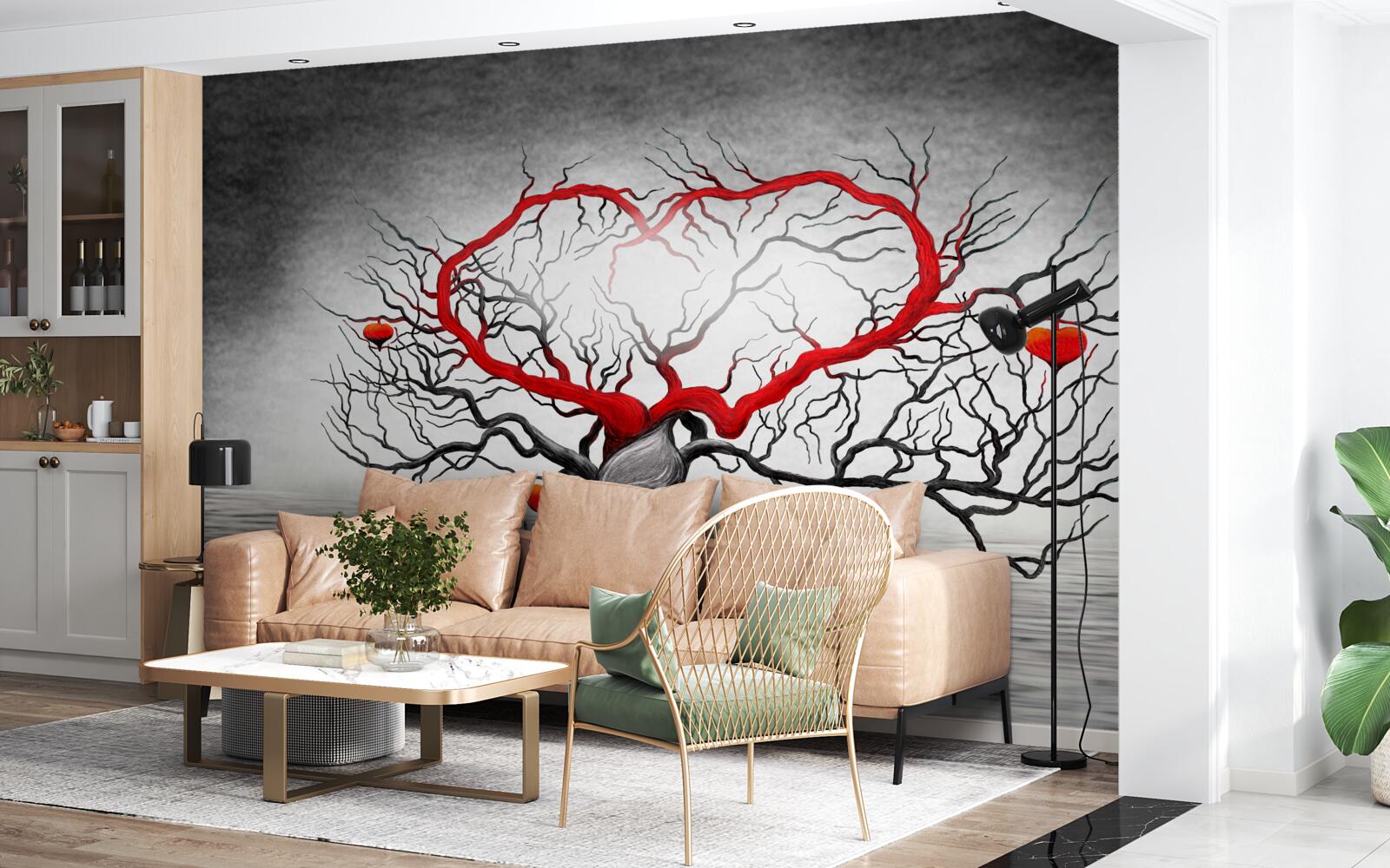 Fototapeta veľké červené srdce a eben