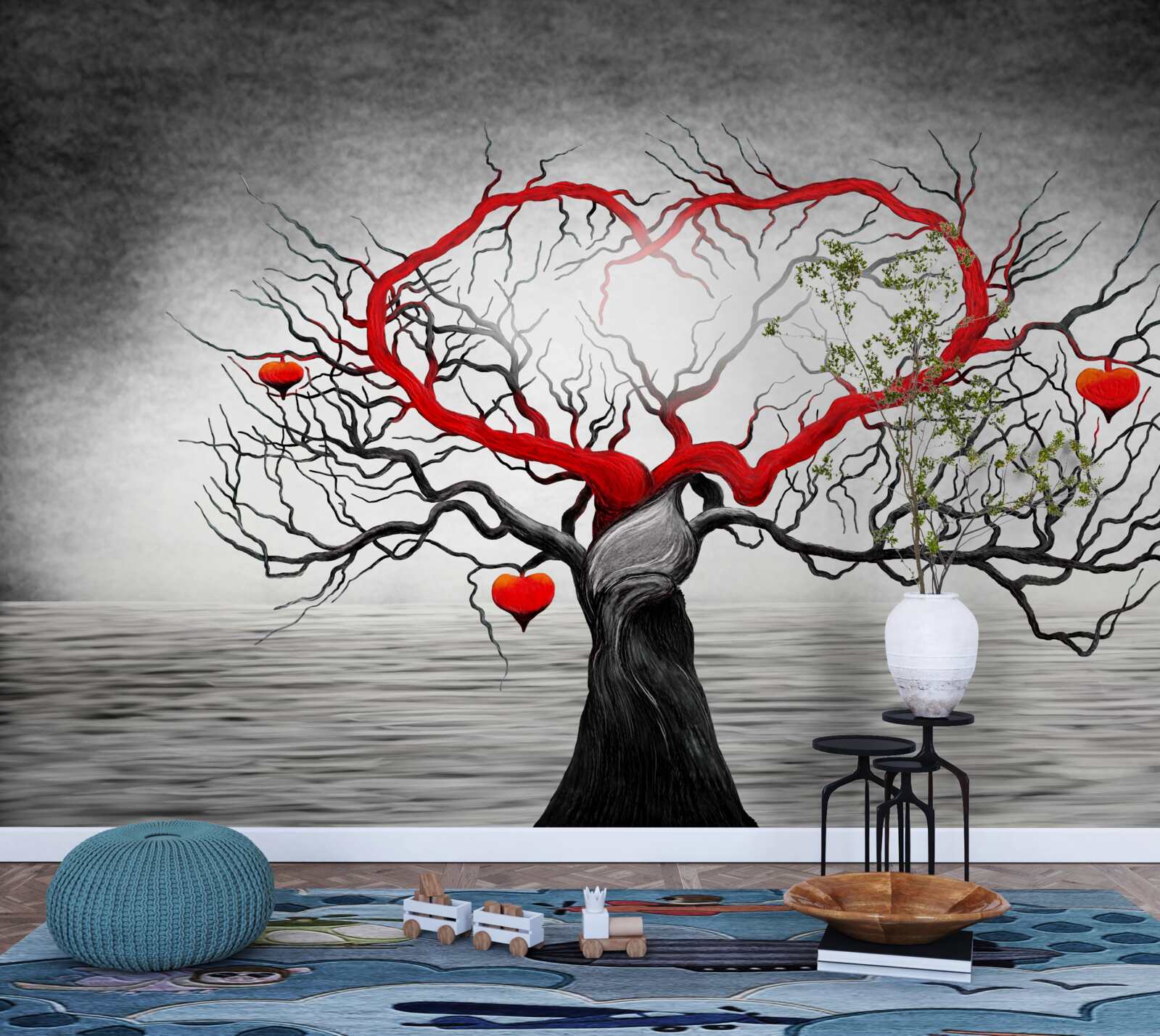 Fototapeta veľké červené srdce a eben