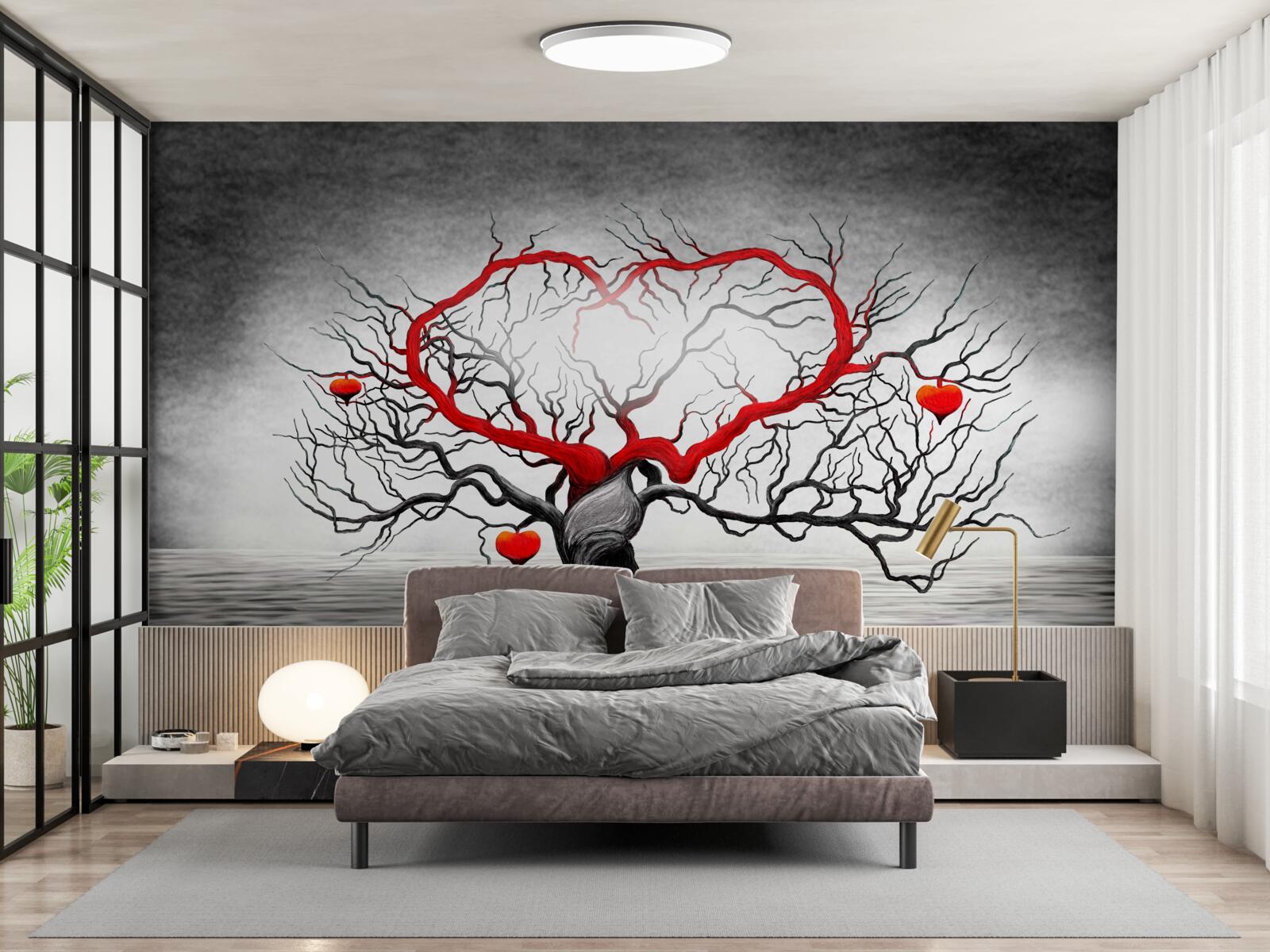 Fototapeta veľké červené srdce a eben