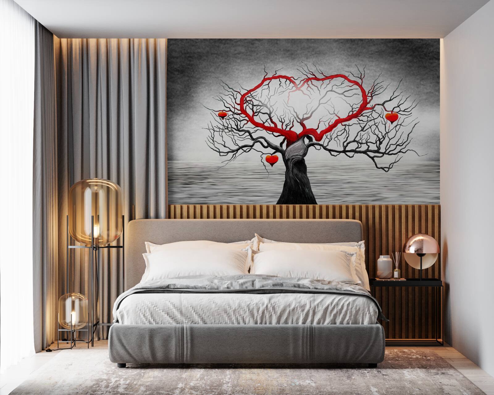 Fototapeta veľké červené srdce a eben