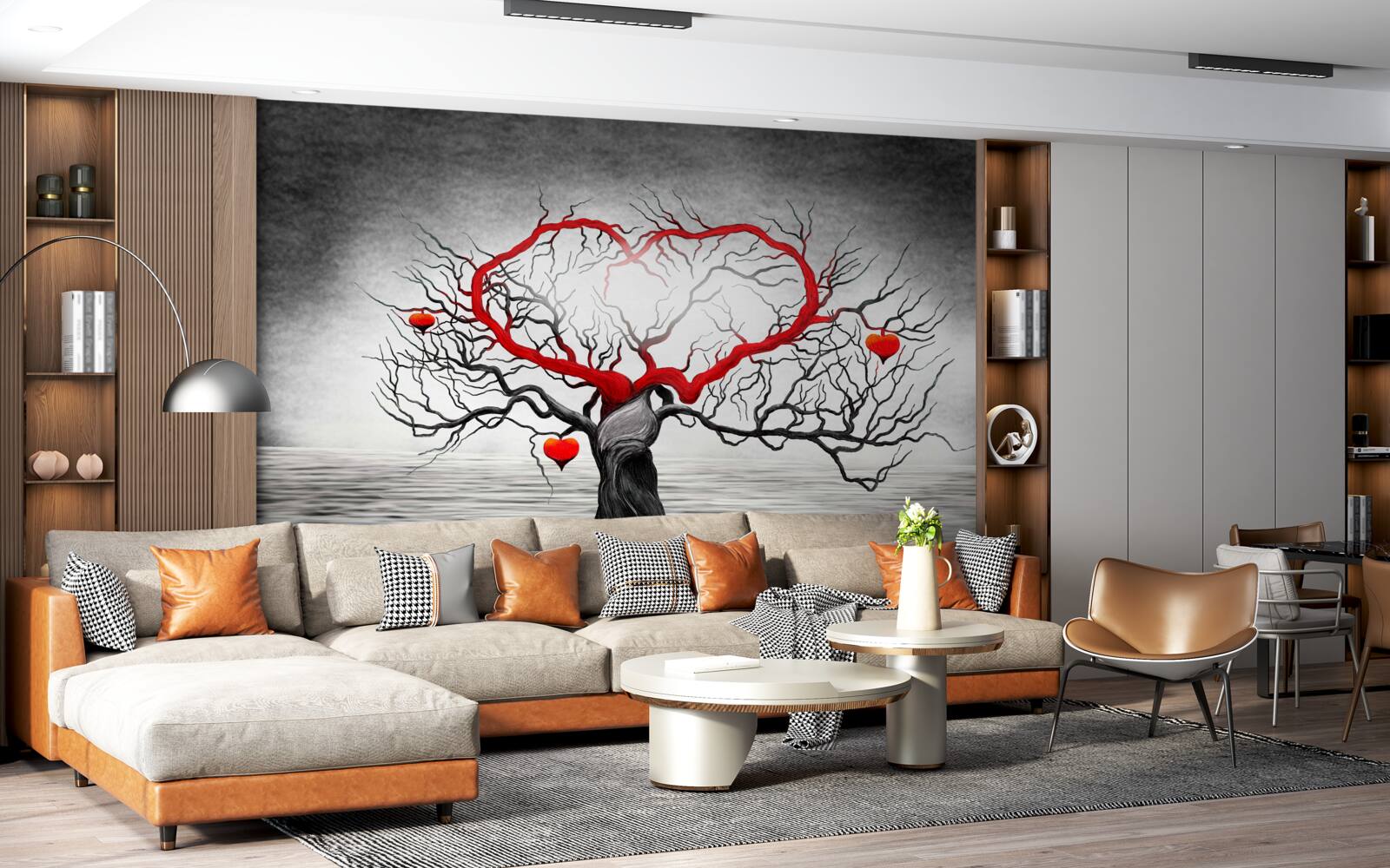 Fototapeta veľké červené srdce a eben