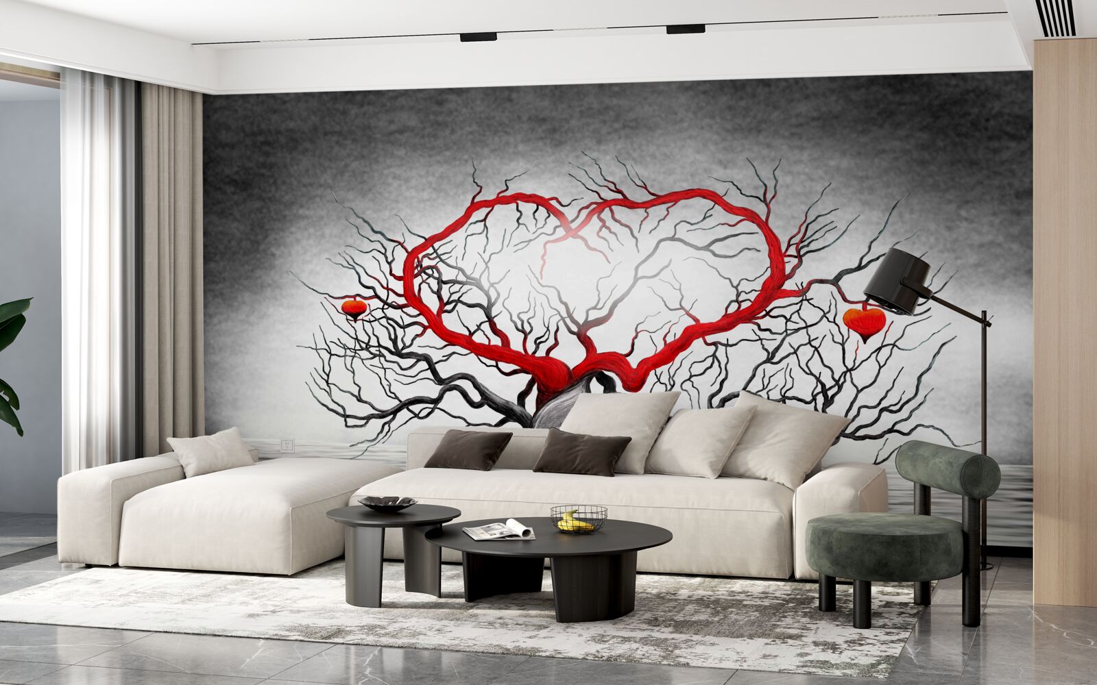 Fototapeta veľké červené srdce a eben