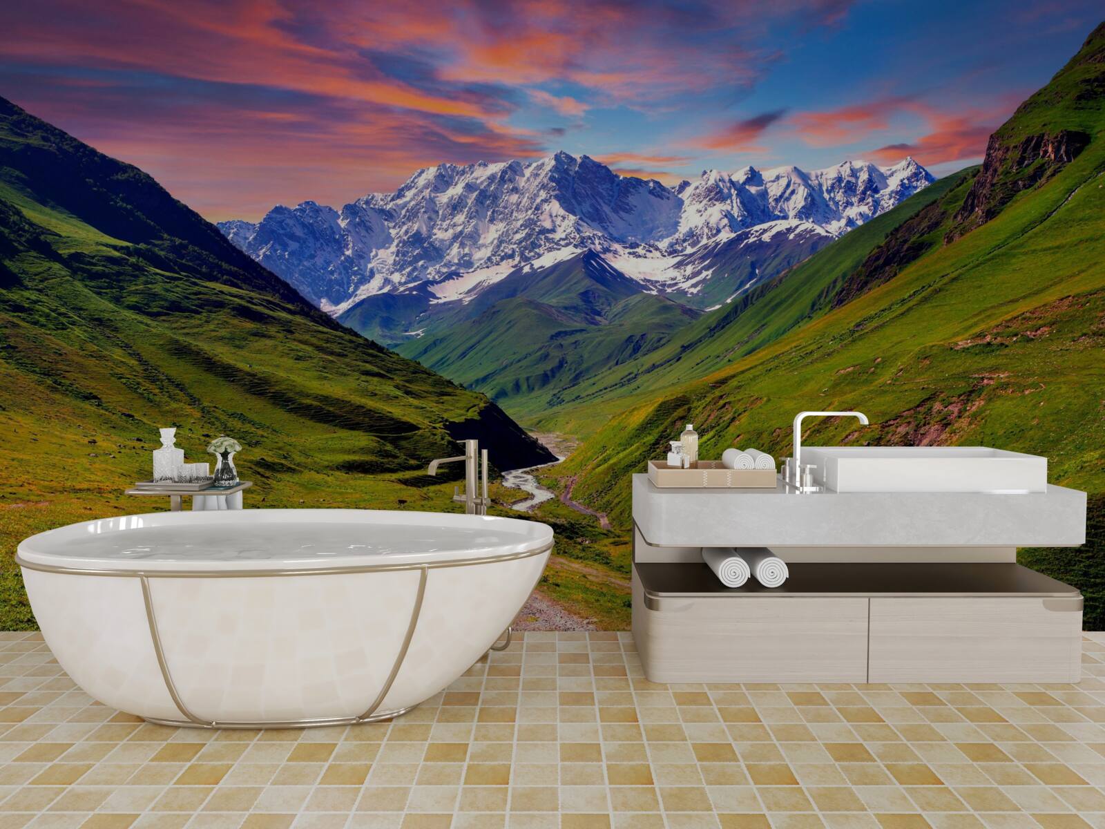 Fototapeta krásna cesta cez vrcholky hôr