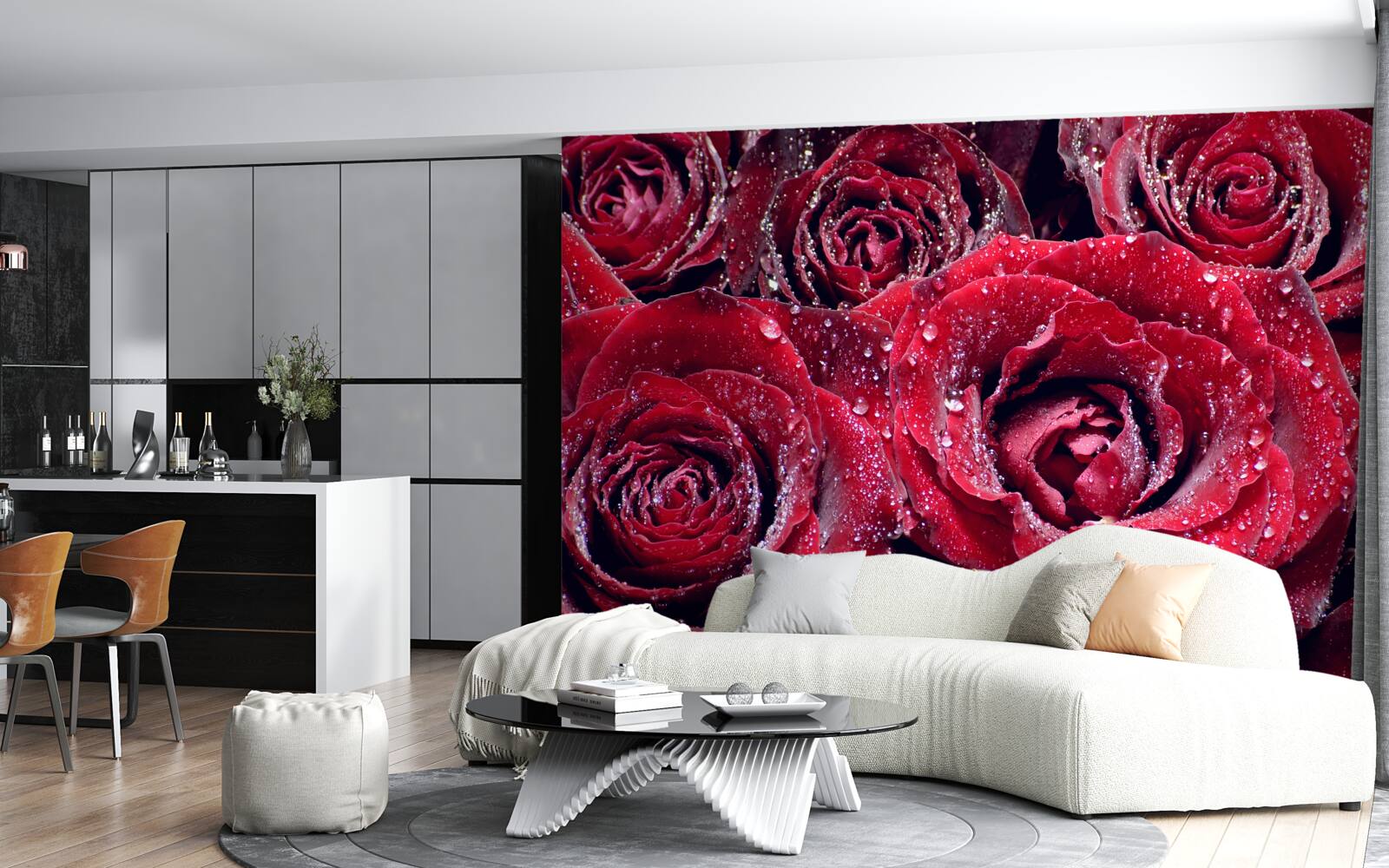 Fototapeta šarlátové kvety po sprche