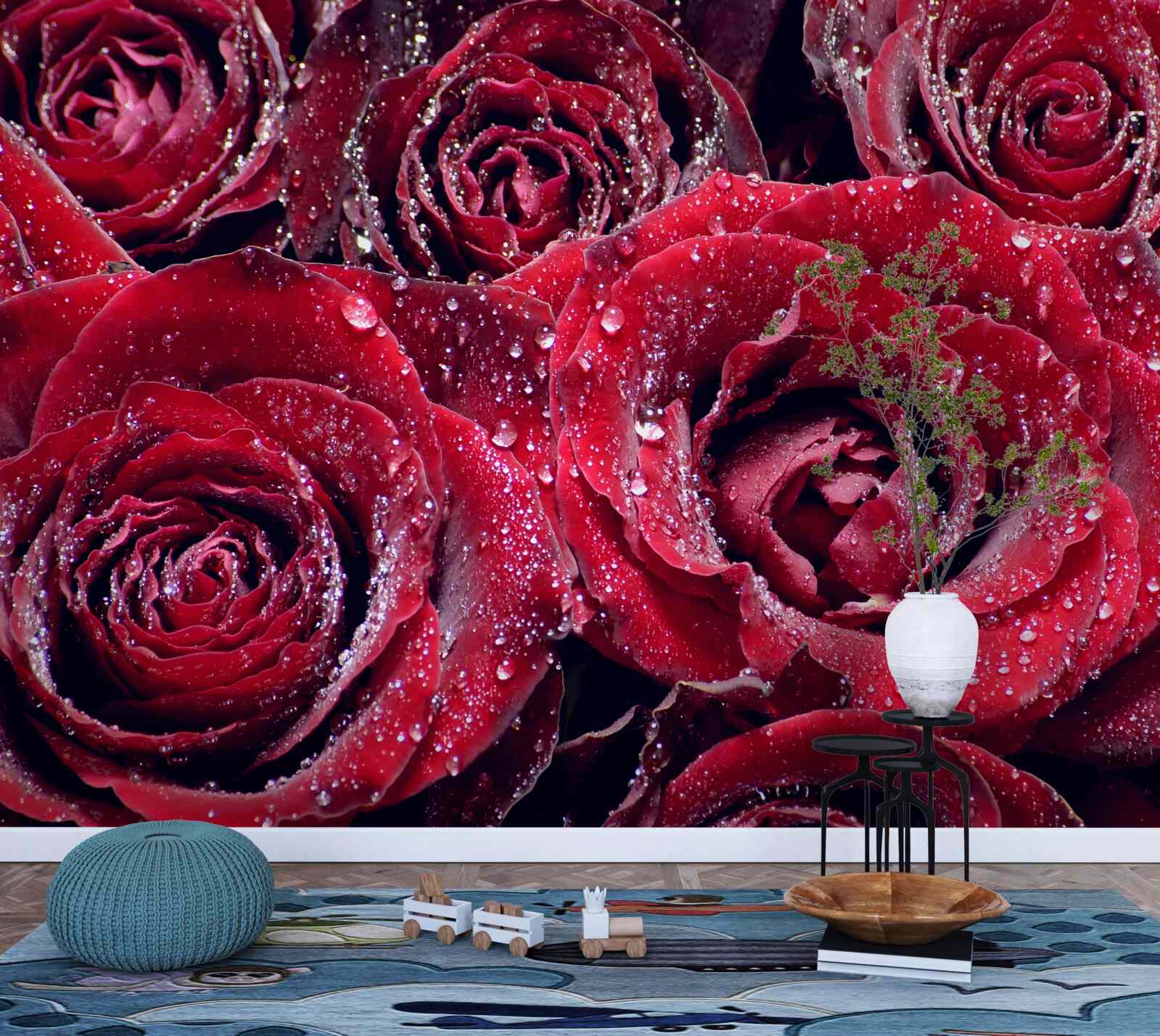 Fototapeta šarlátové kvety po sprche