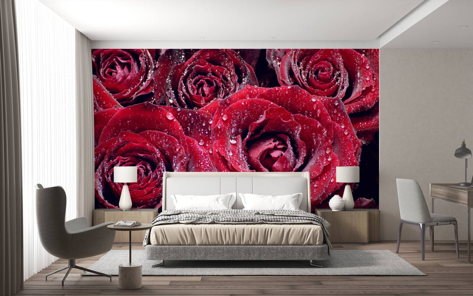 Fototapeta šarlátové kvety po sprche