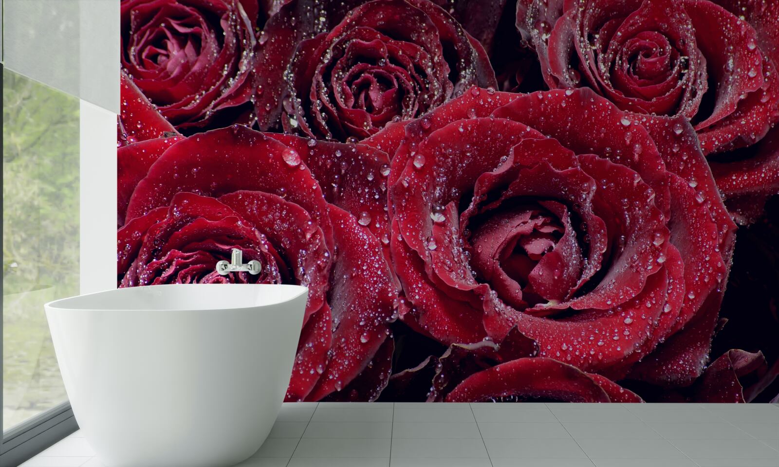 Fototapeta šarlátové kvety po sprche