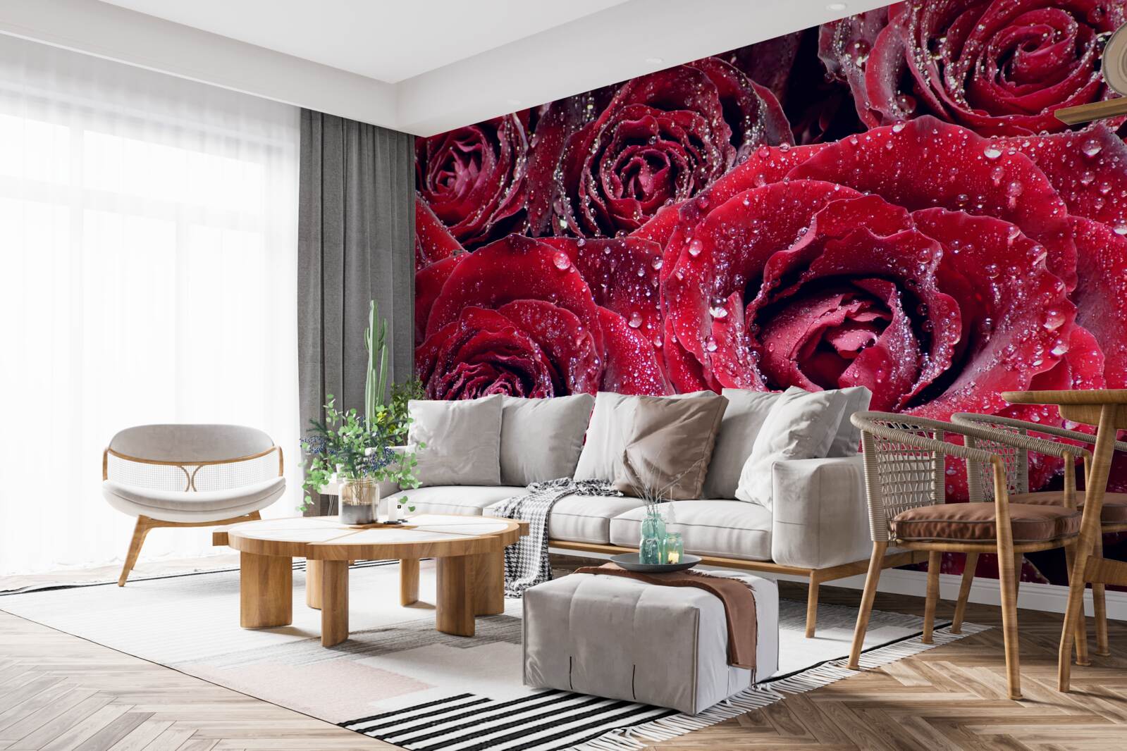 Fototapeta šarlátové kvety po sprche