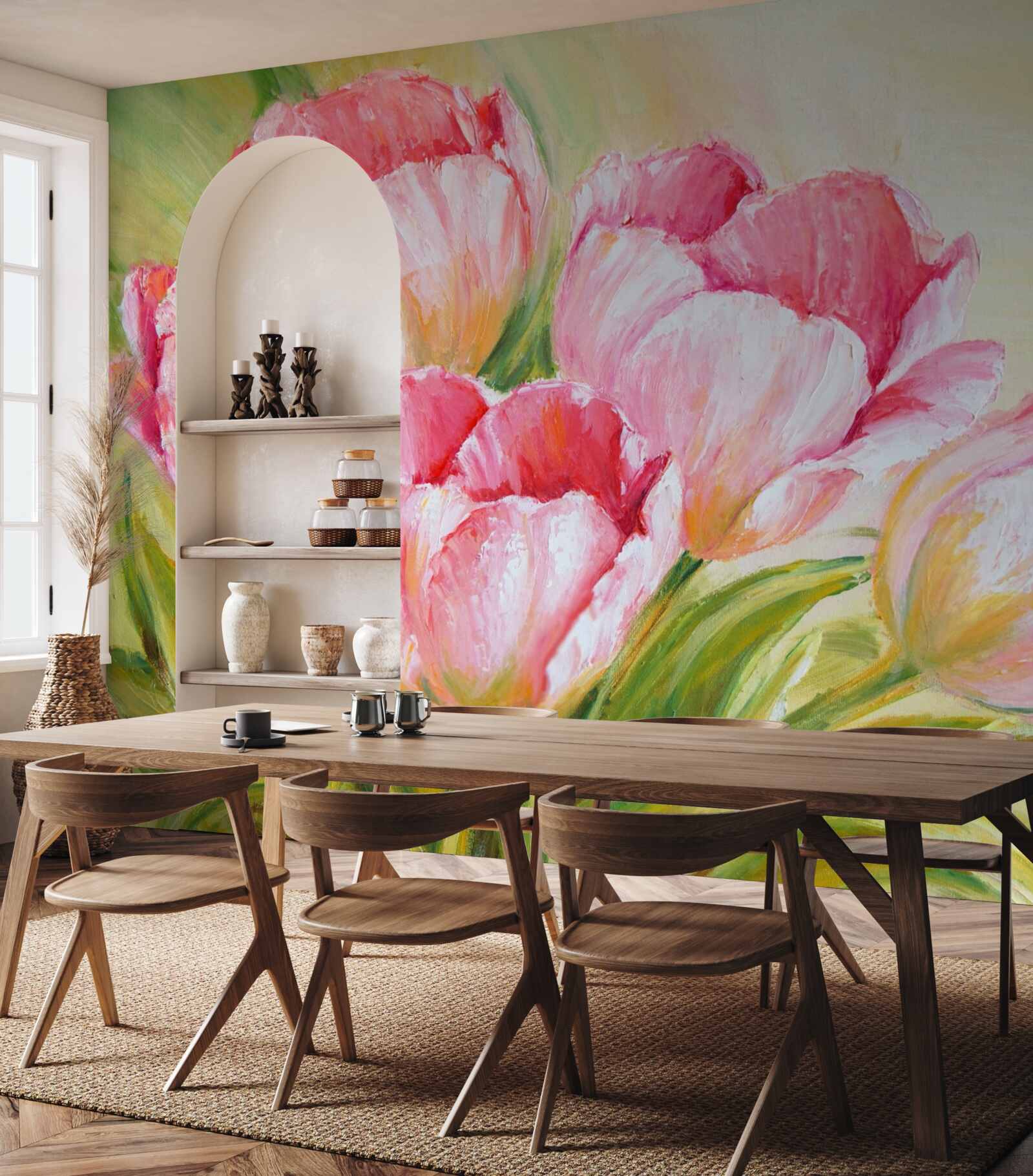 Fototapeta tulipány zobrazené v ružovej farbe