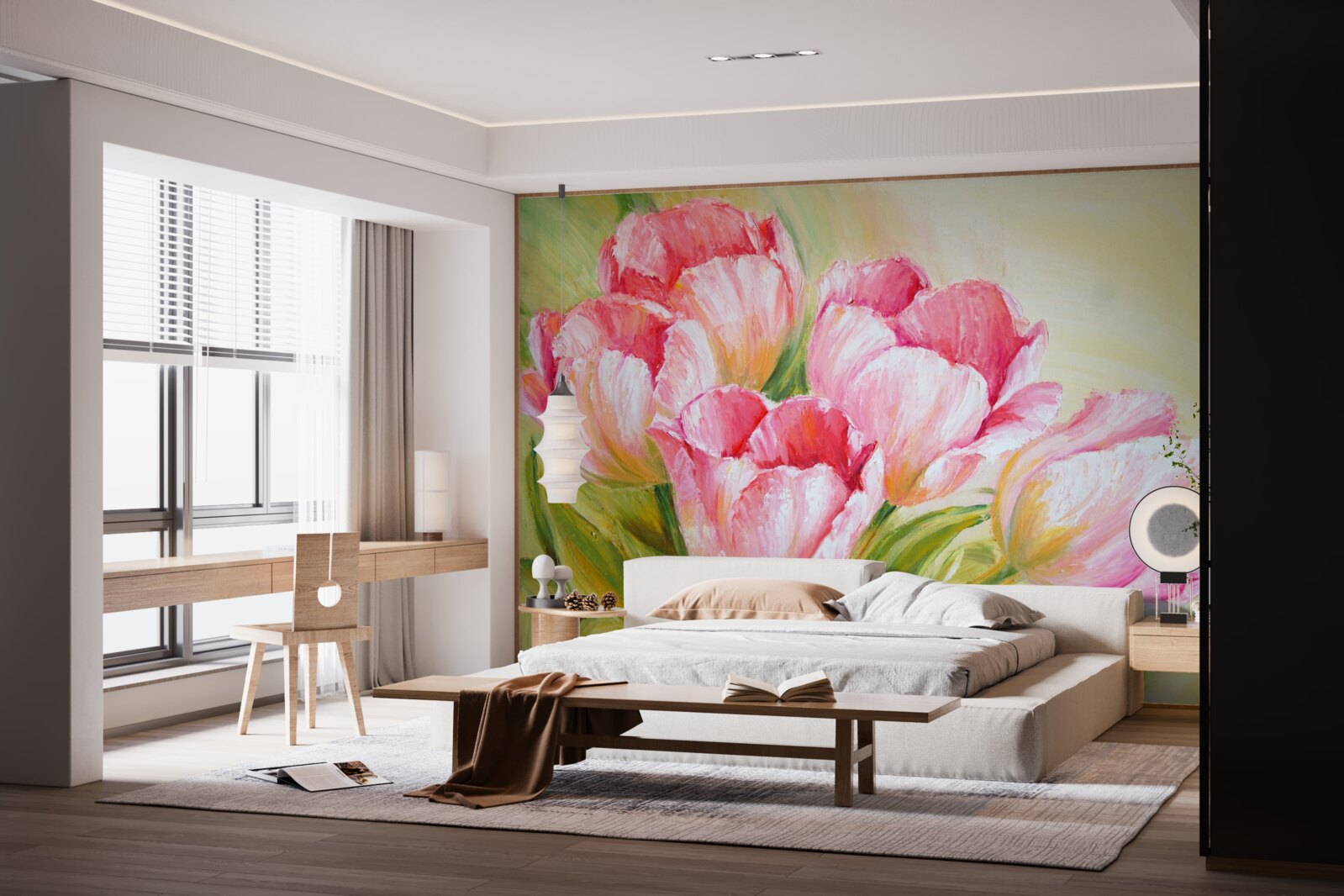 Fototapeta tulipány zobrazené v ružovej farbe