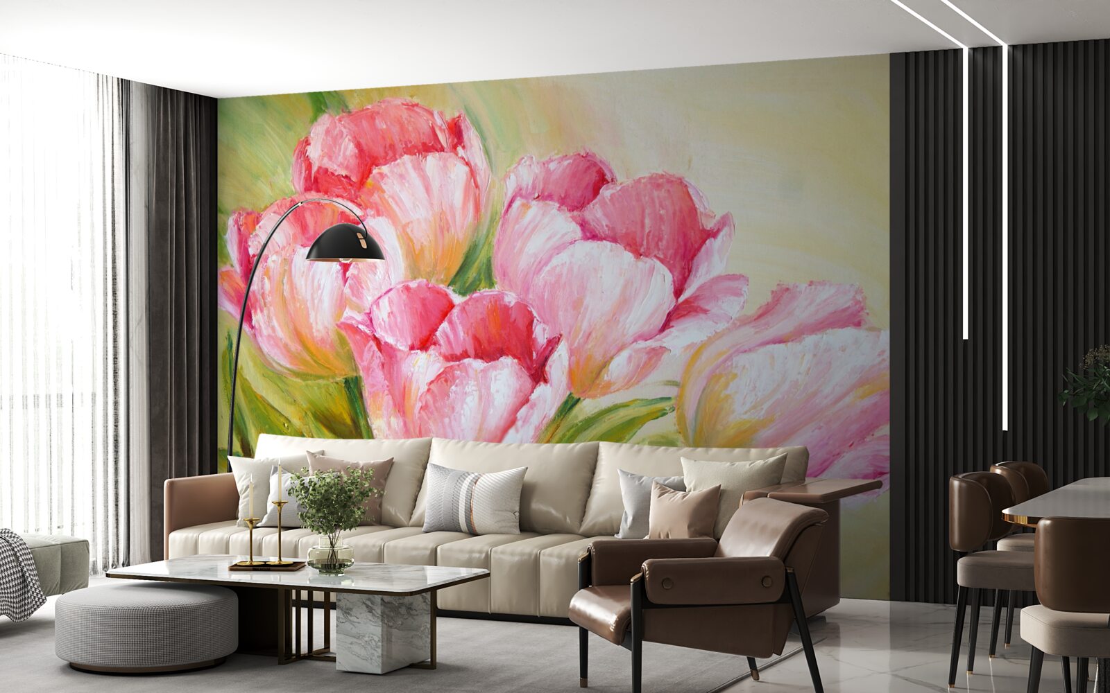 Fototapeta tulipány zobrazené v ružovej farbe