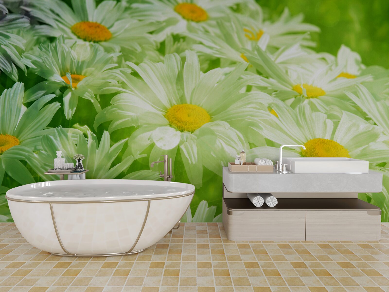 Fototapeta mäkké sedmokrásky medzi zeleňou