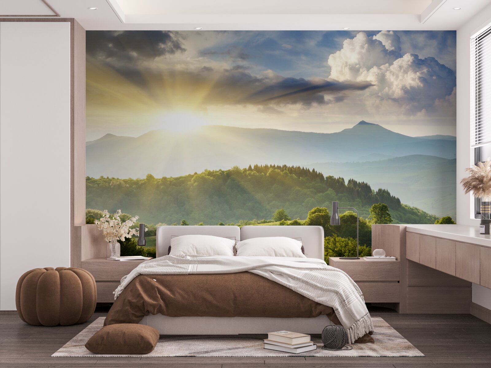 Fototapeta ranné slnečné lúče nad vrcholkami hôr