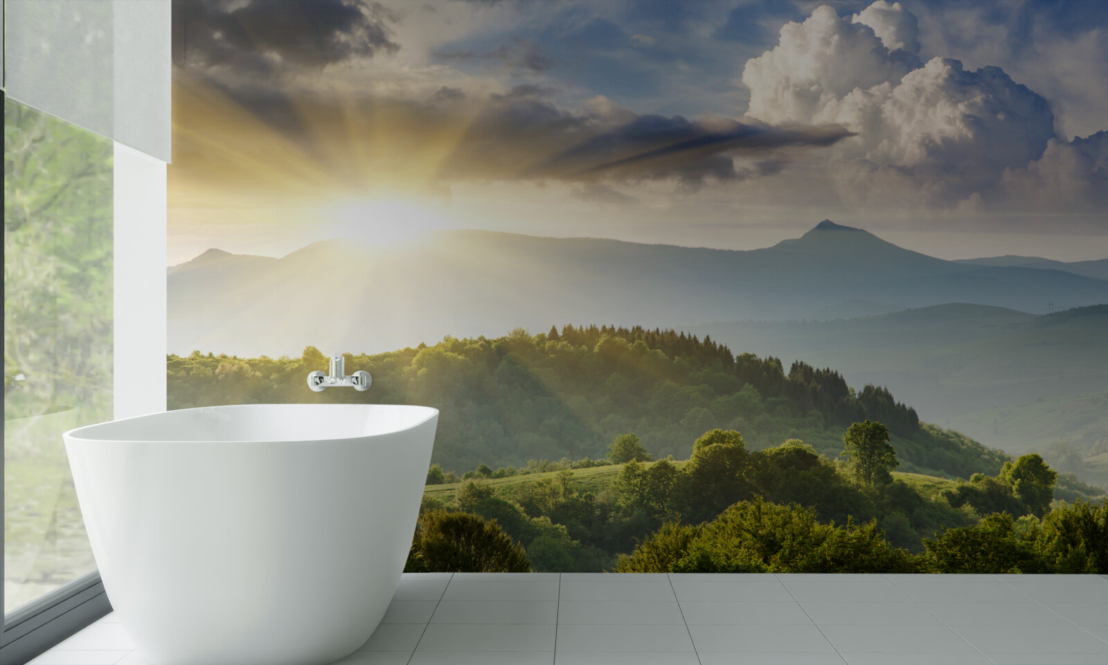 Fototapeta ranné slnečné lúče nad vrcholkami hôr