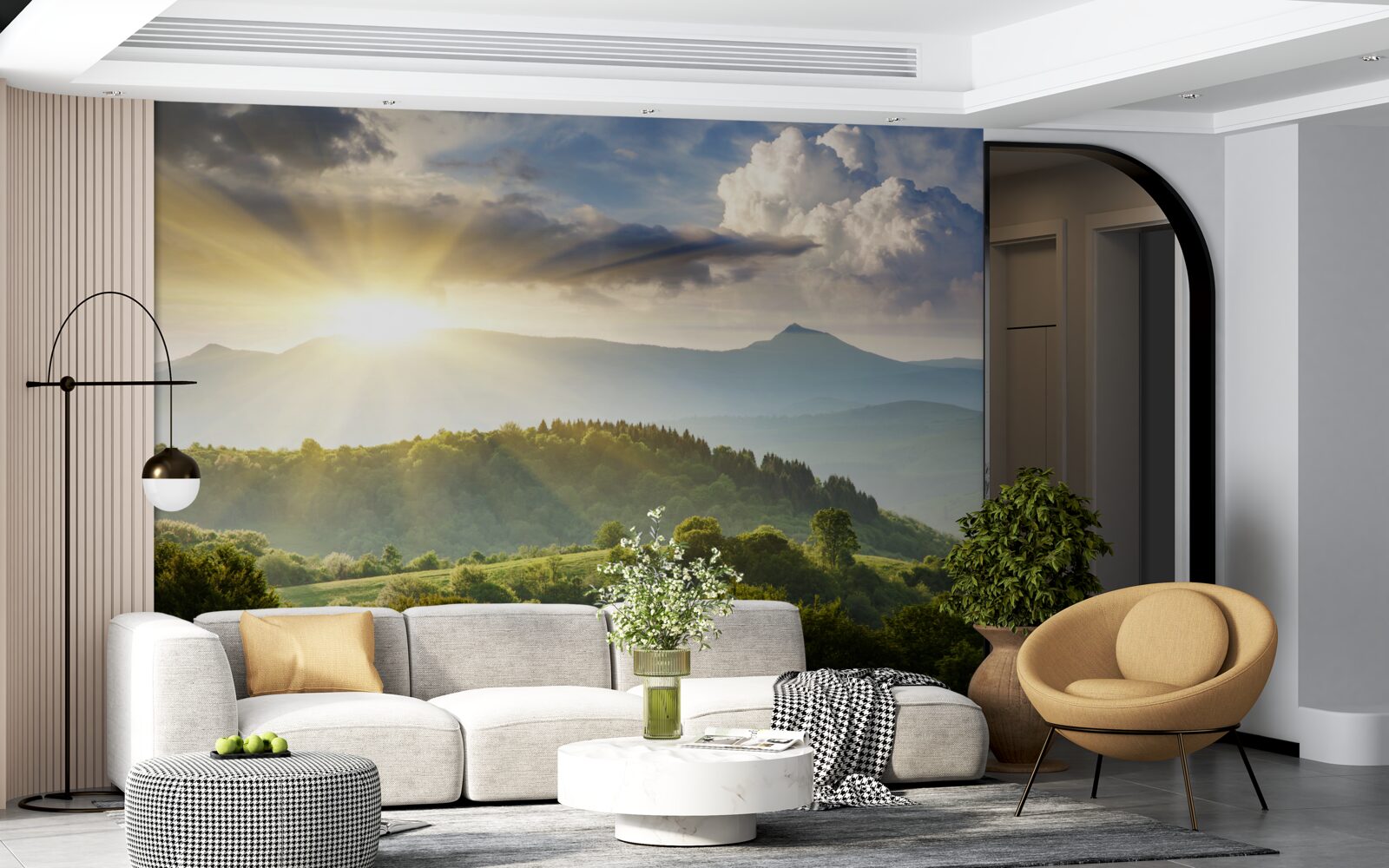 Fototapeta ranné slnečné lúče nad vrcholkami hôr