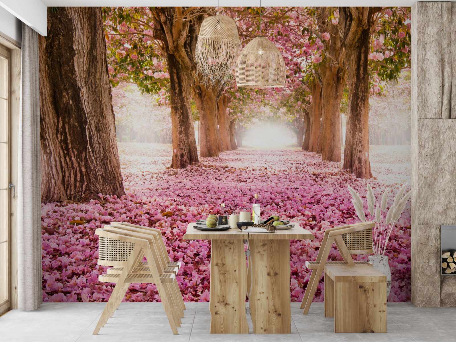 Fototapeta ružová sakura pokryla uličku