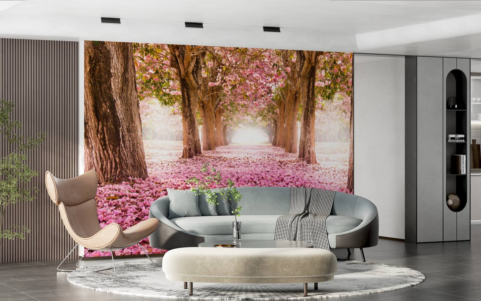 Fototapeta ružová sakura pokryla uličku