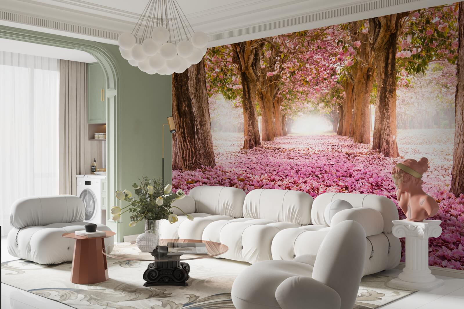 Fototapeta ružová sakura pokryla uličku