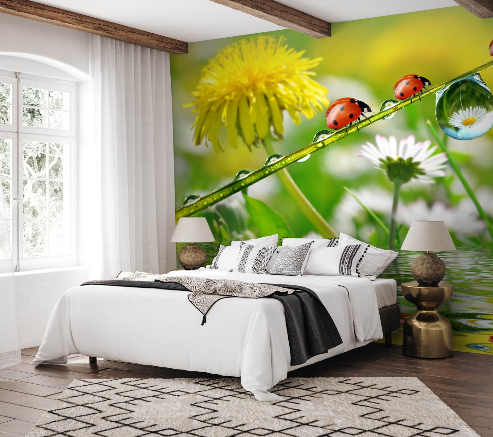 Fototapeta lienka a púpava po búrke