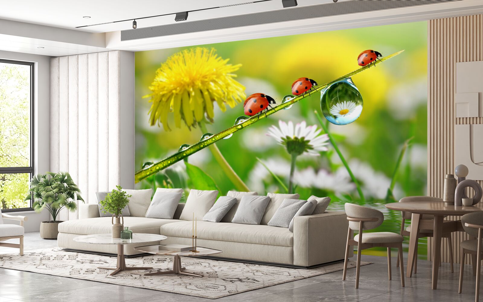 Fototapeta lienka a púpava po búrke