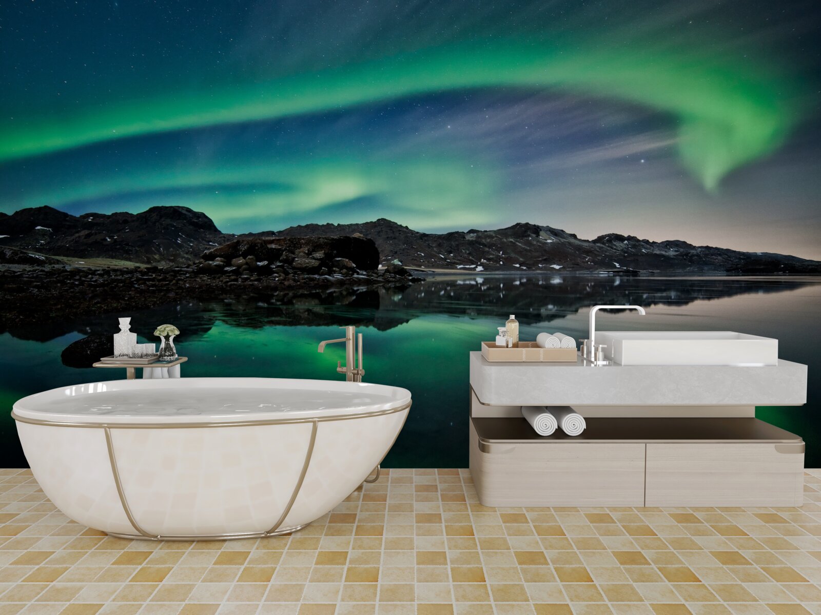 Fototapeta jazero v polnočnom svetle