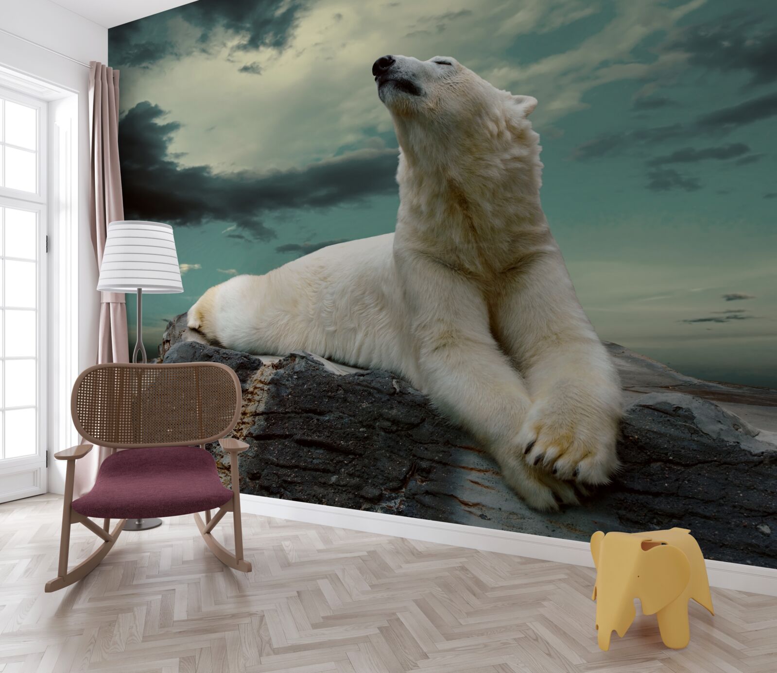 Fototapeta ľadový medveď spočíva na kameni