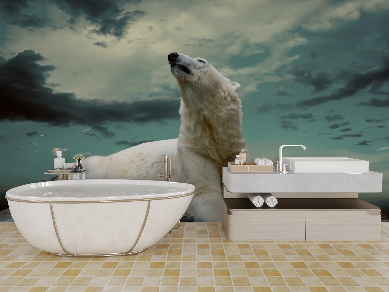 Fototapeta ľadový medveď spočíva na kameni