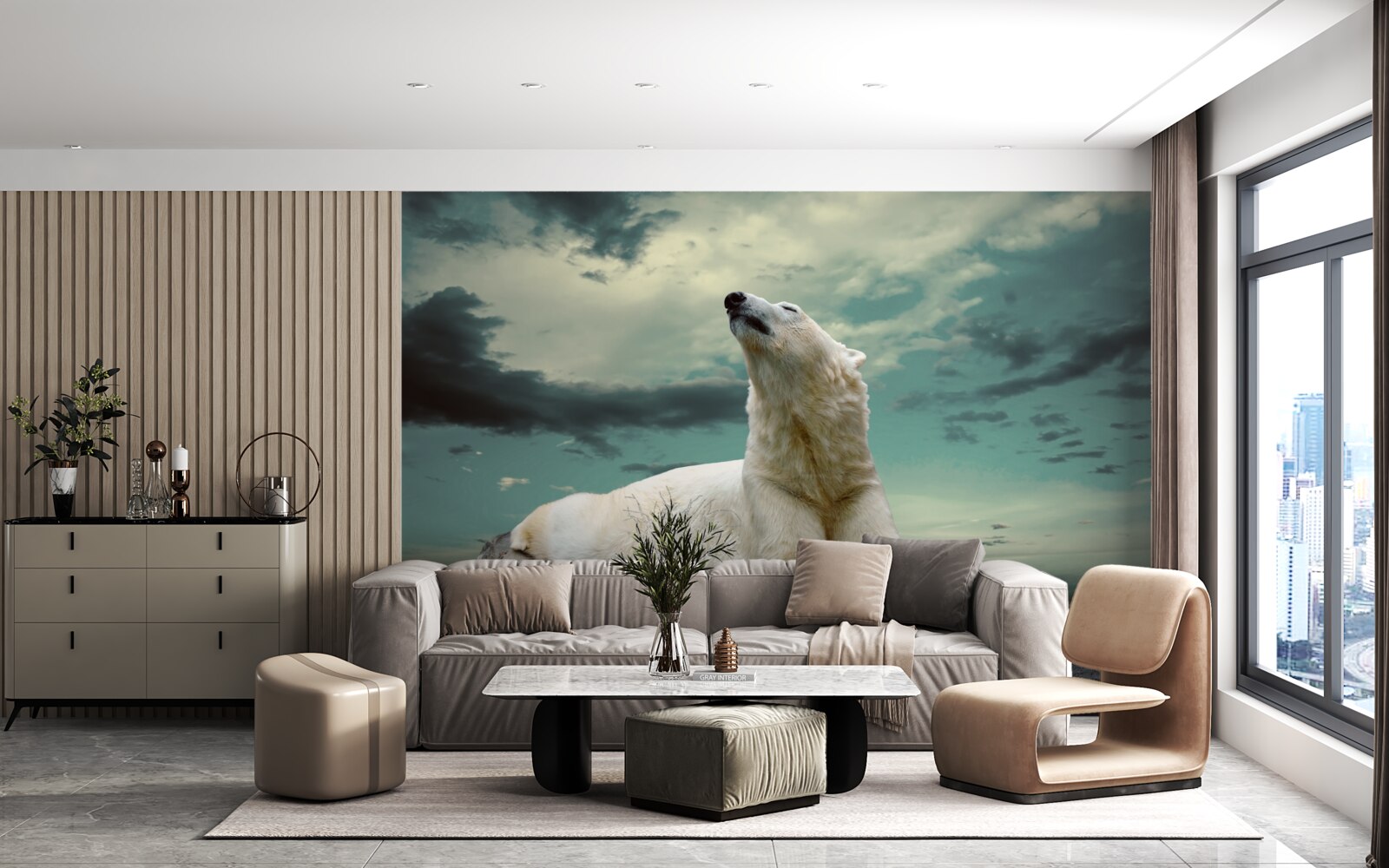 Fototapeta ľadový medveď spočíva na kameni