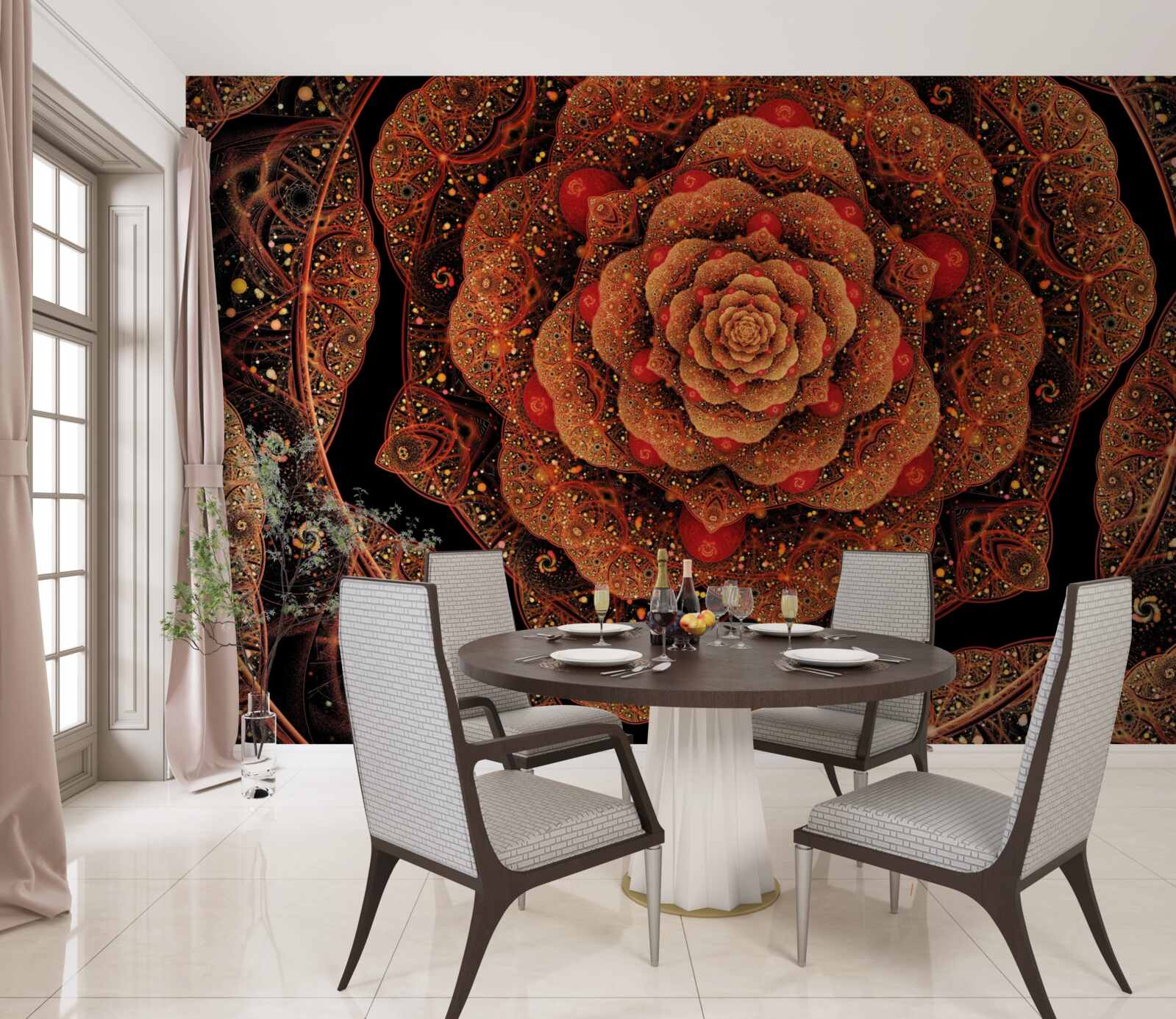 Fototapeta hnedý fraktál, ktorého tvar pripomína pivóniu