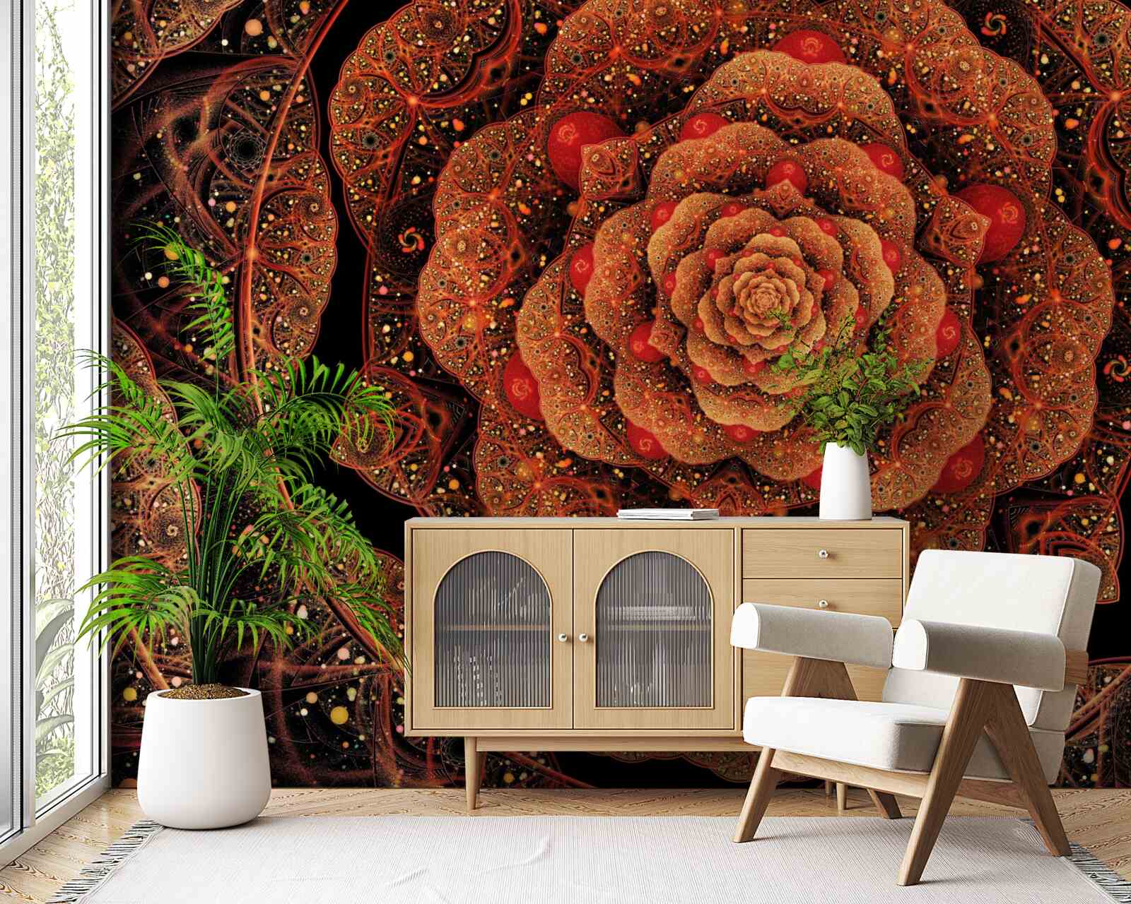 Fototapeta hnedý fraktál, ktorého tvar pripomína pivóniu