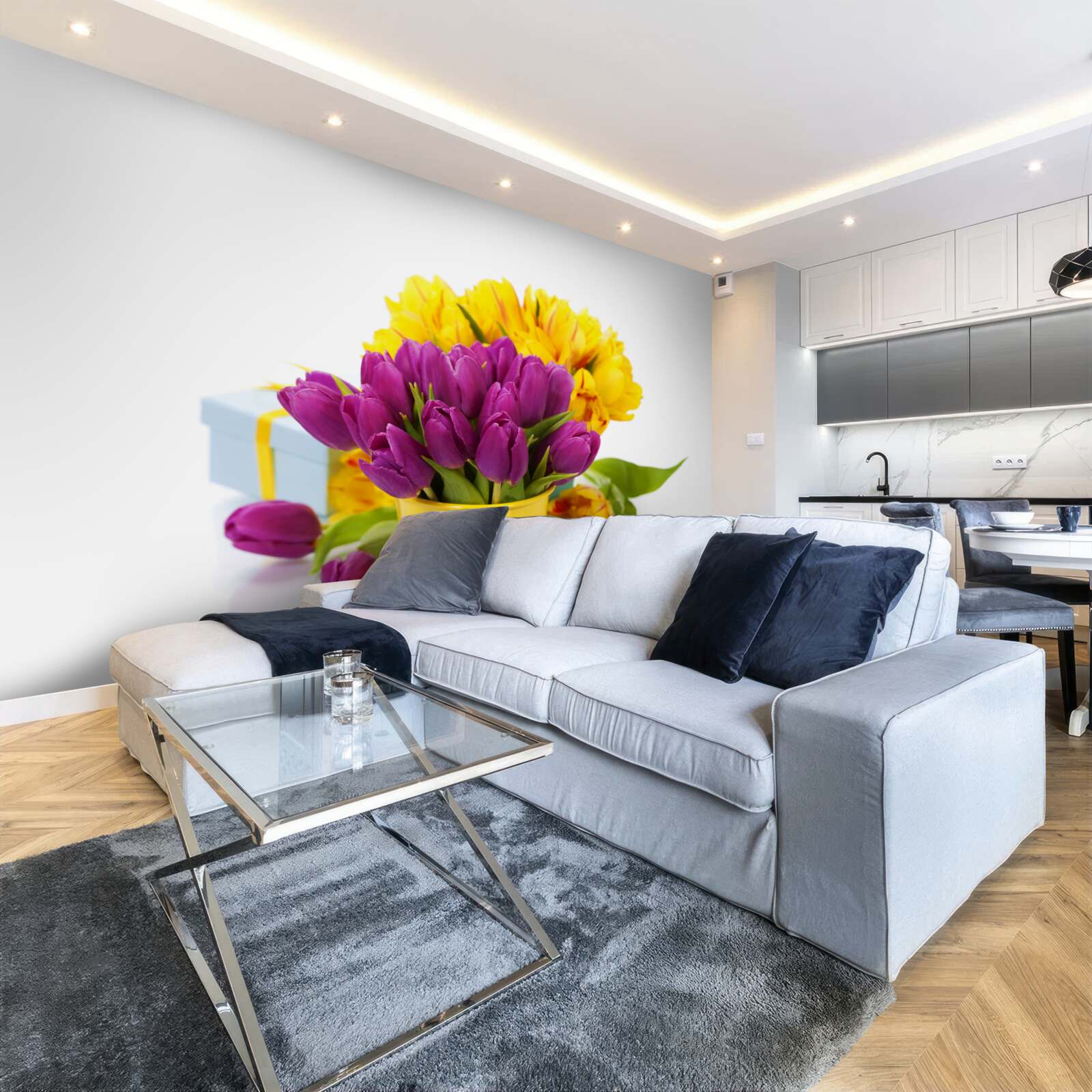 Fototapeta sada fialových tulipánov